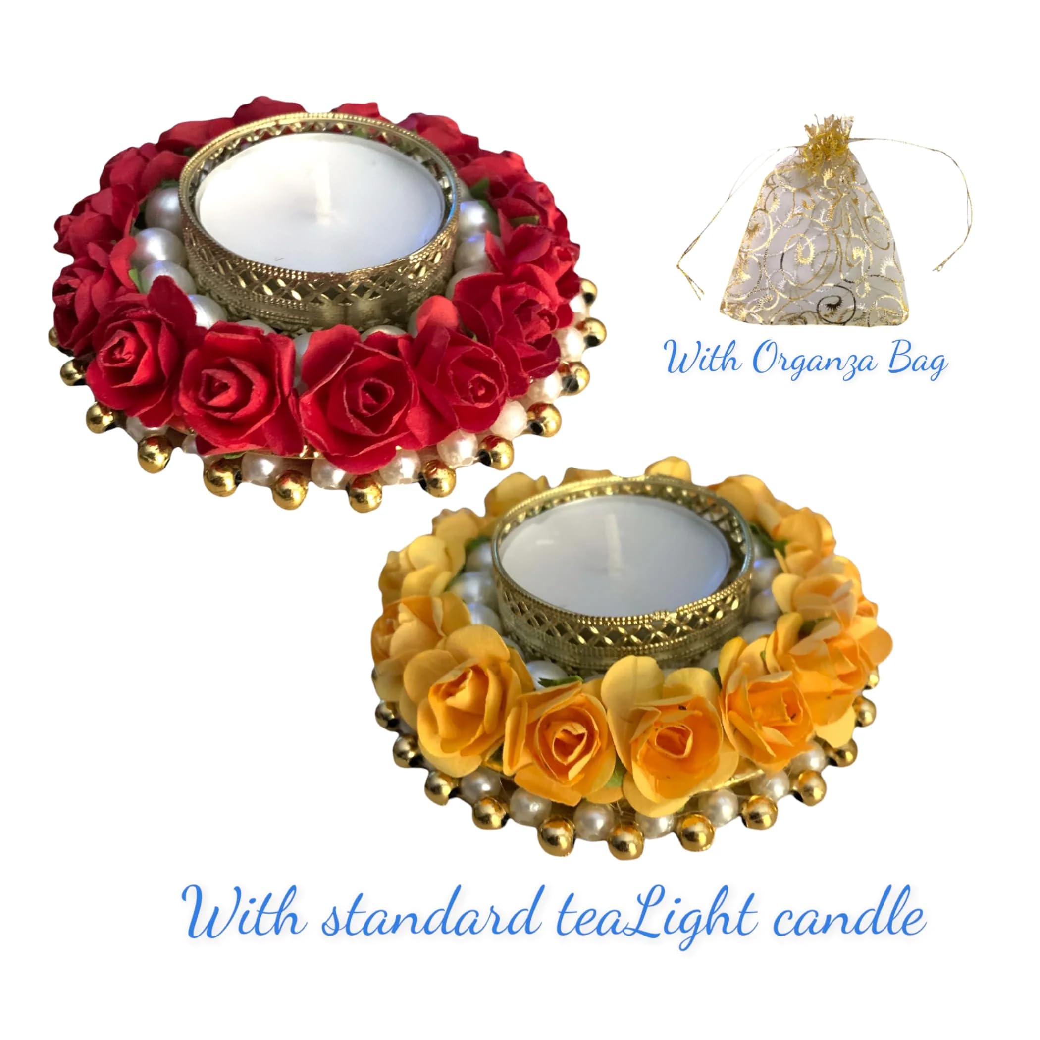 LoveNspire 2CT Rose Tealight Candle Holder - Elegant Floral T-Light Holder for Diwali, Christmas, Hanukkah, Thanksgiving - Perfect Housewarming Gift, Table Centerpiece, Home Decor - Ideal for Romantic Dinners, Wedding Decorations & Holiday Celebrations