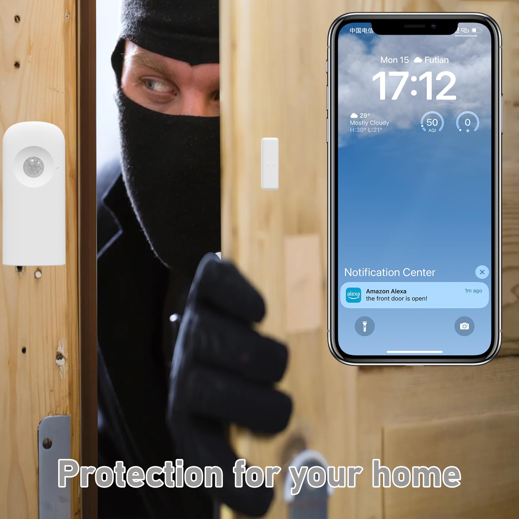 Smart WiFi Door Sensor Alarm - Wireless Window Sensor for Home Security, Remote Monitoring & Alexa Compatibility | Ideal for Smart Homes, Apartments & Vacation Rentals