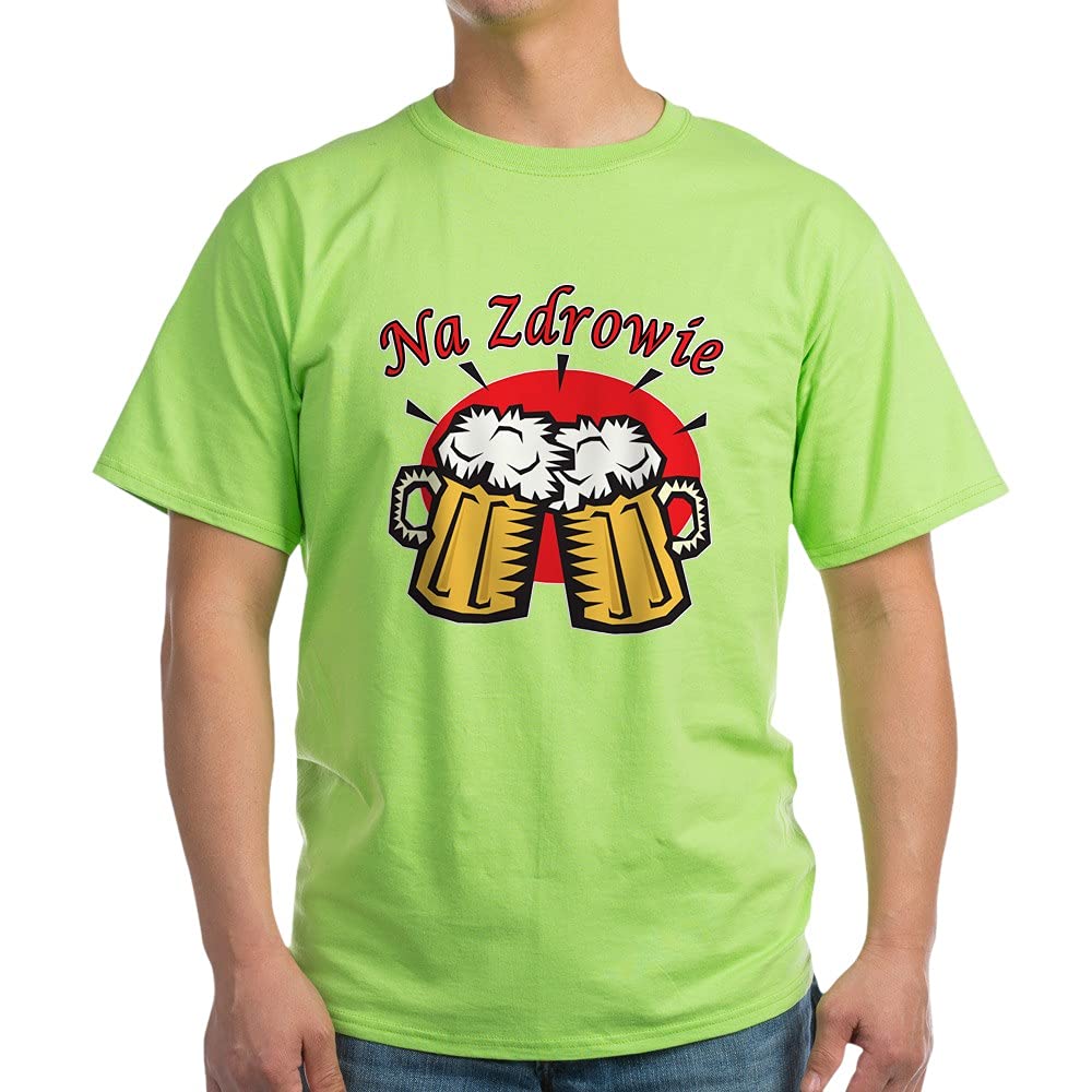 Na Zdrowie Toast with Beer Mugs Cotton T-Shirt | Funny Polish Drinking Quote Tee | Perfect for Oktoberfest, Pub Crawls & Beer Lovers