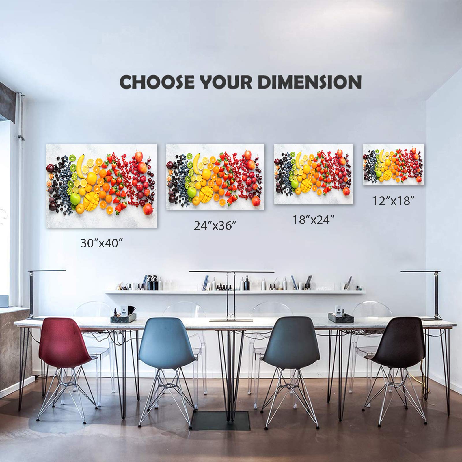 GUTTATY Kitchen Canvas Wall Art - Framed Fruit Painting for Dining Room & Home Decor, Healthy Food Artwork for Kitchen & Restaurant - Ready to Hang (28x40 Inches) - Perfect for Farmhouse, Modern & Rustic Interior Design