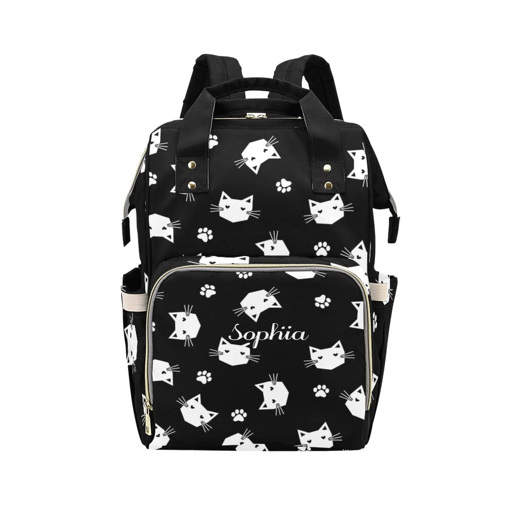 Customized White Cat Paws Diaper Bag with Name - Stylish Nursing Baby Shoulder Bag for Moms & Girls | Perfect Baby Shower Gift & Everyday Parenting Essential