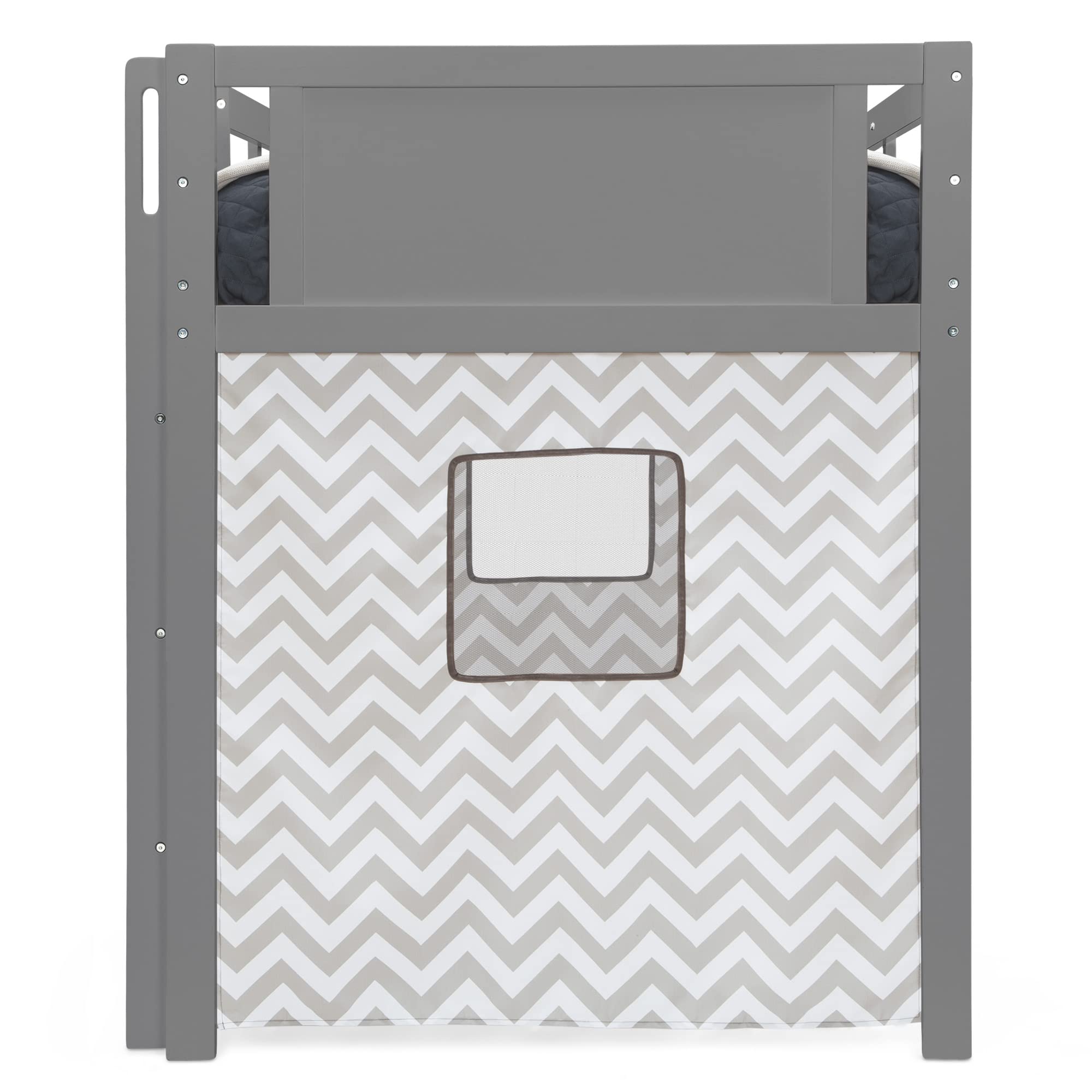 Delta Children Loft Bed Tent Curtain Set for Twin Loft Beds (Bed Sold Separately) - Grey Chevron Design | Perfect for Kids' Bedroom Decor, Sleepovers & Playtime Adventures