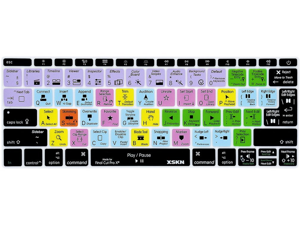 XSKN Final Cut Pro X Silicone Shortcut Keyboard Cover - Compatible with MacBook Pro 13