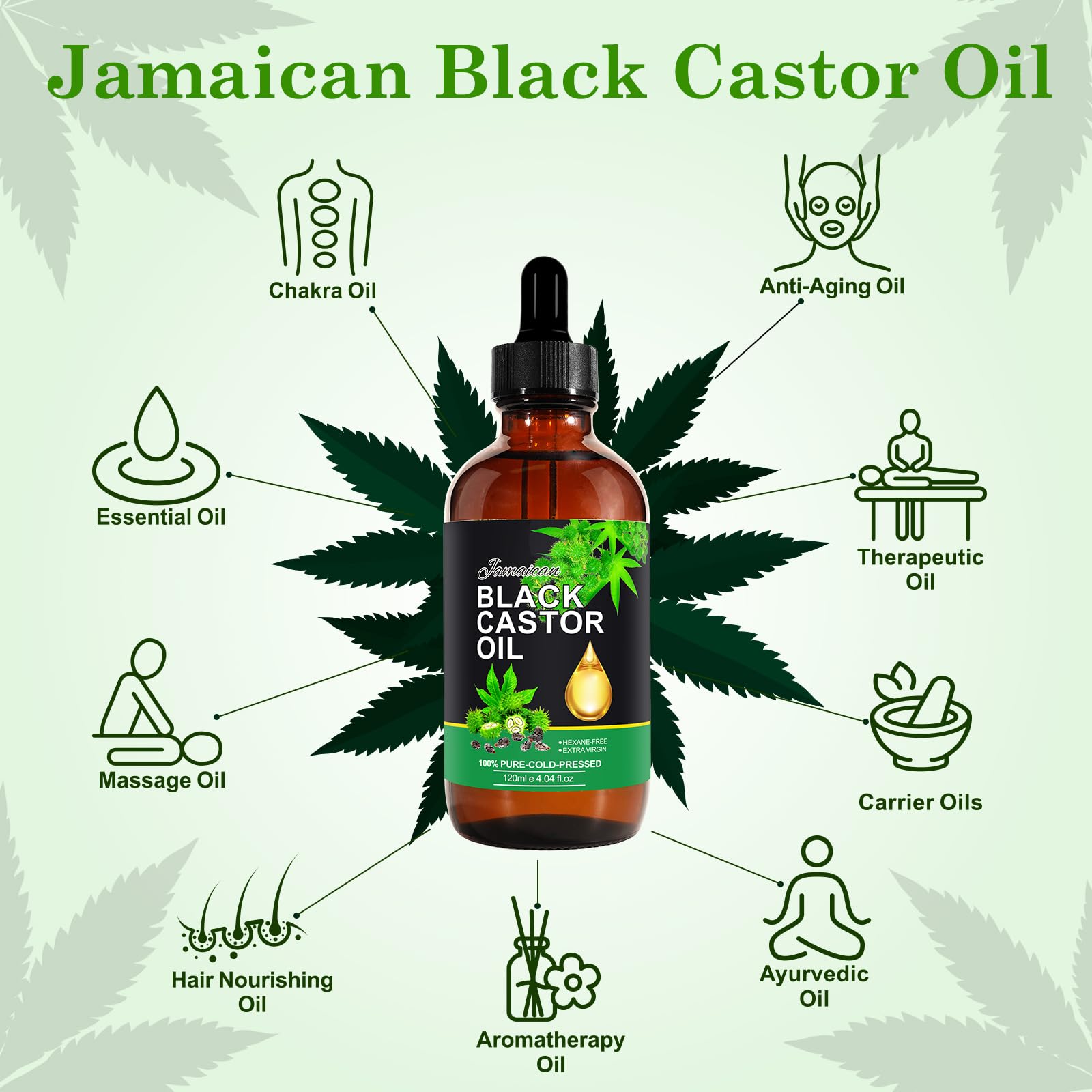 Organic Jamaican Black Castor Oil 4oz - Cold Pressed, Unrefined for Hair Growth, Skin Care, Eyelashes & Eyebrows - Natural Nourishment in Glass Bottle - Perfect for Daily Hair & Skin Routine, DIY Beauty Treatments