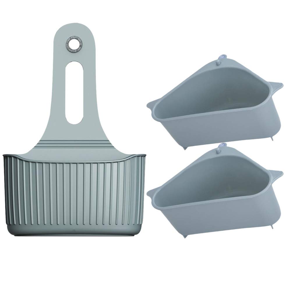 3-Piece Cabilock Kitchen Sink Organizer Set - Hanging Storage Basket, Soap Sponge Drain Rack & Triangle Shelves for Kitchen Sink Organization | Perfect for Small Spaces, Apartments & RVs