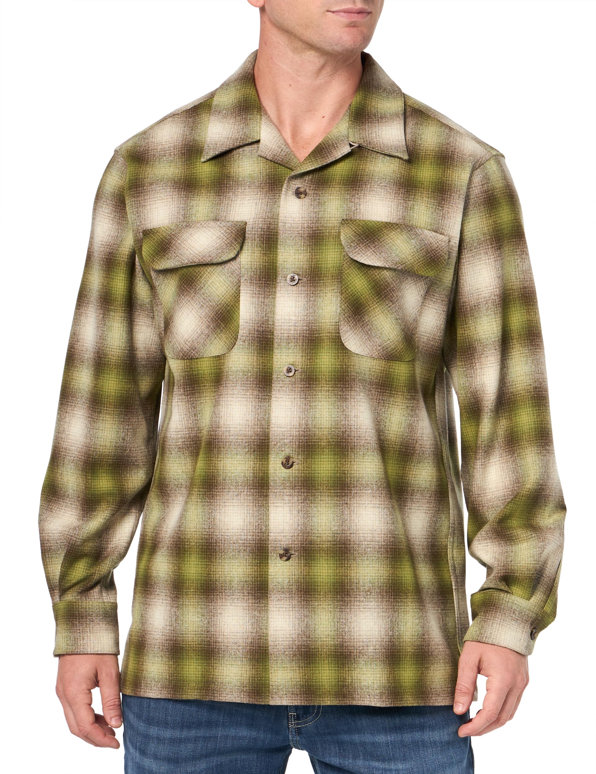 PENDLETON Men's Long Sleeve Flannel Shirt - Classic Plaid Button-Up for Casual Wear, Outdoor Adventures & Layering