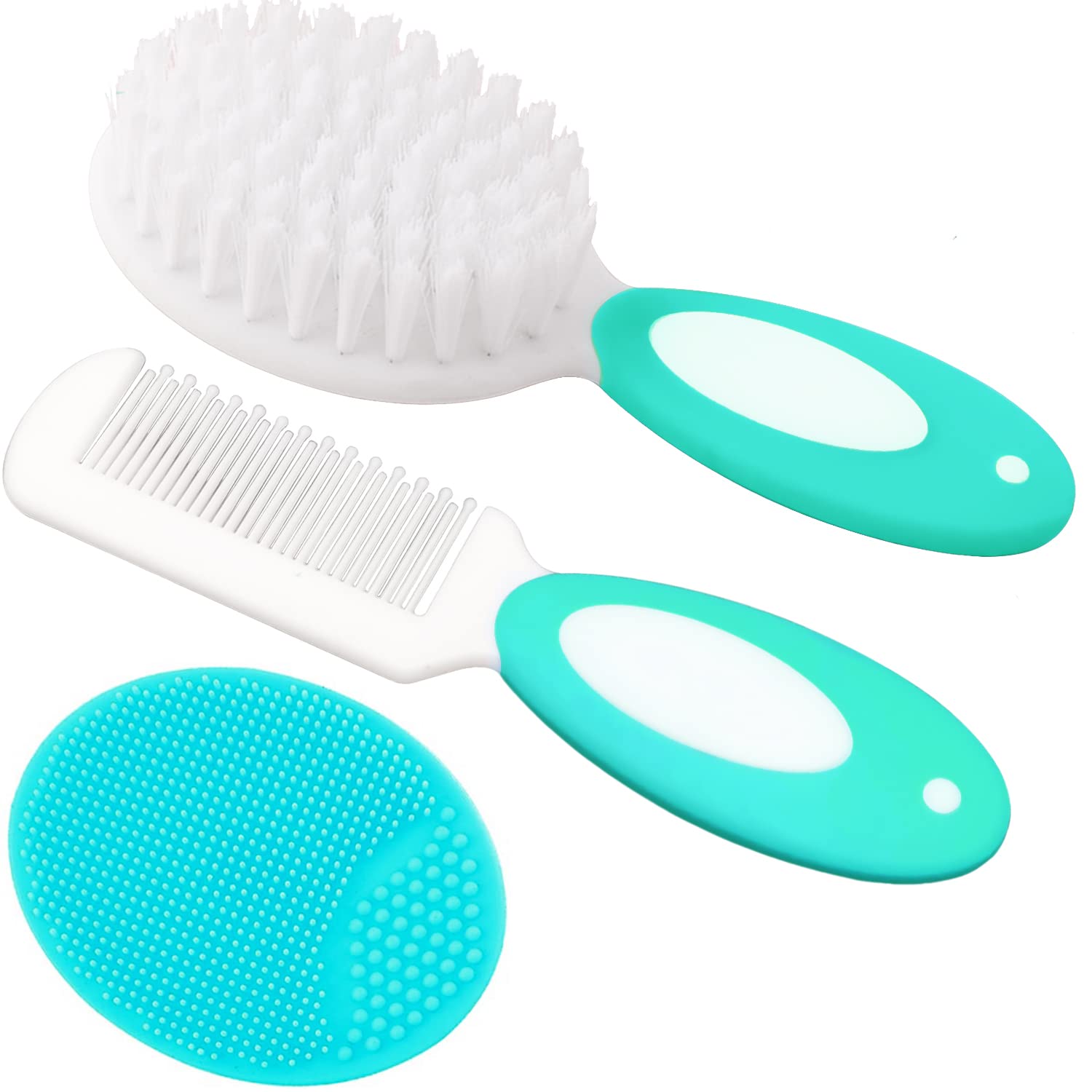 **Soft Bristle Baby Hair Brush & Comb Set for Newborns & Toddlers – Cradle Cap Brush, Gentle Hair Care, Perfect Baby Shower Gift (Green) – Ideal for Daily Grooming & Cradle Cap Treatment**