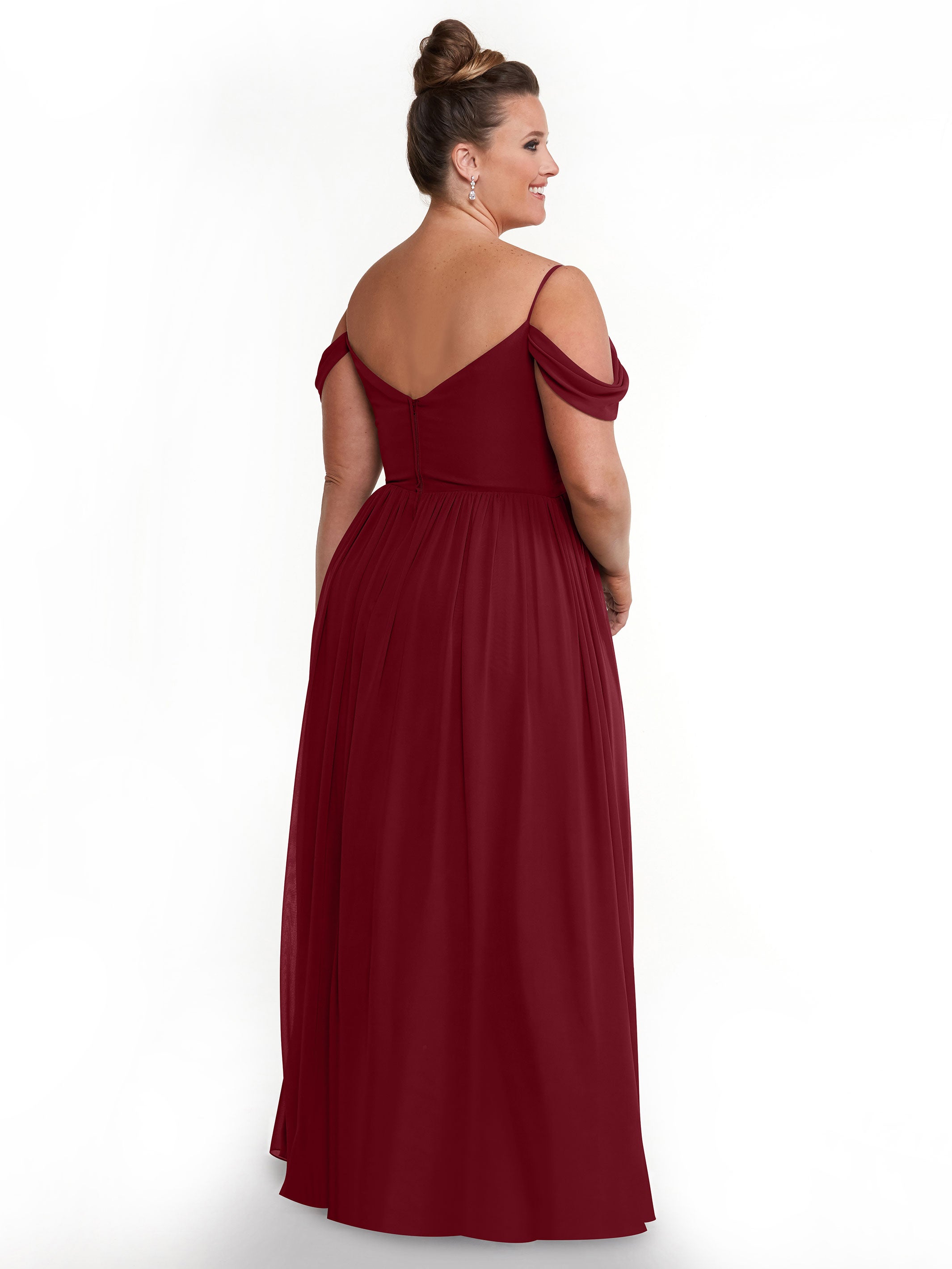 Elegant Off-the-Shoulder Chiffon Bridesmaid Dress with Spaghetti Straps - Flowy A-Line Formal Gown for Weddings, Parties & Special Occasions