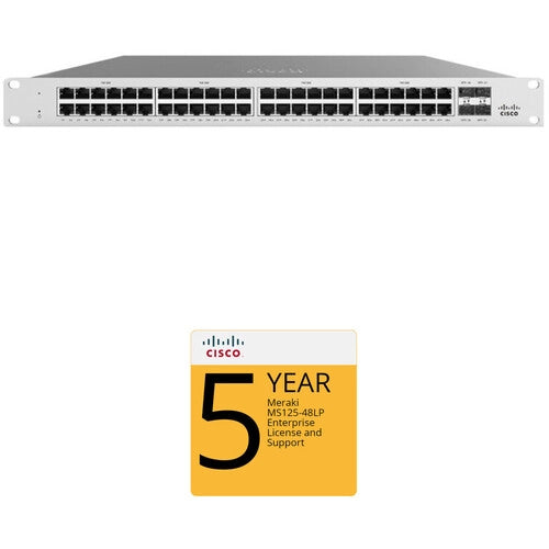 Cisco MS125 48-Port PoE Access Switch with 5-Year Enterprise License & Support - Ideal for Business Networks, Office Connectivity & IT Infrastructure