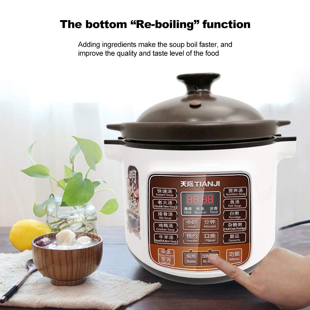DGD40-40LD 4L Electric Slow Cooker with Ceramic Pot - 600W, 120V Automatic Stew Pot for 3-6 People | Perfect for Family Dinners, Meal Prep & Party Buffets