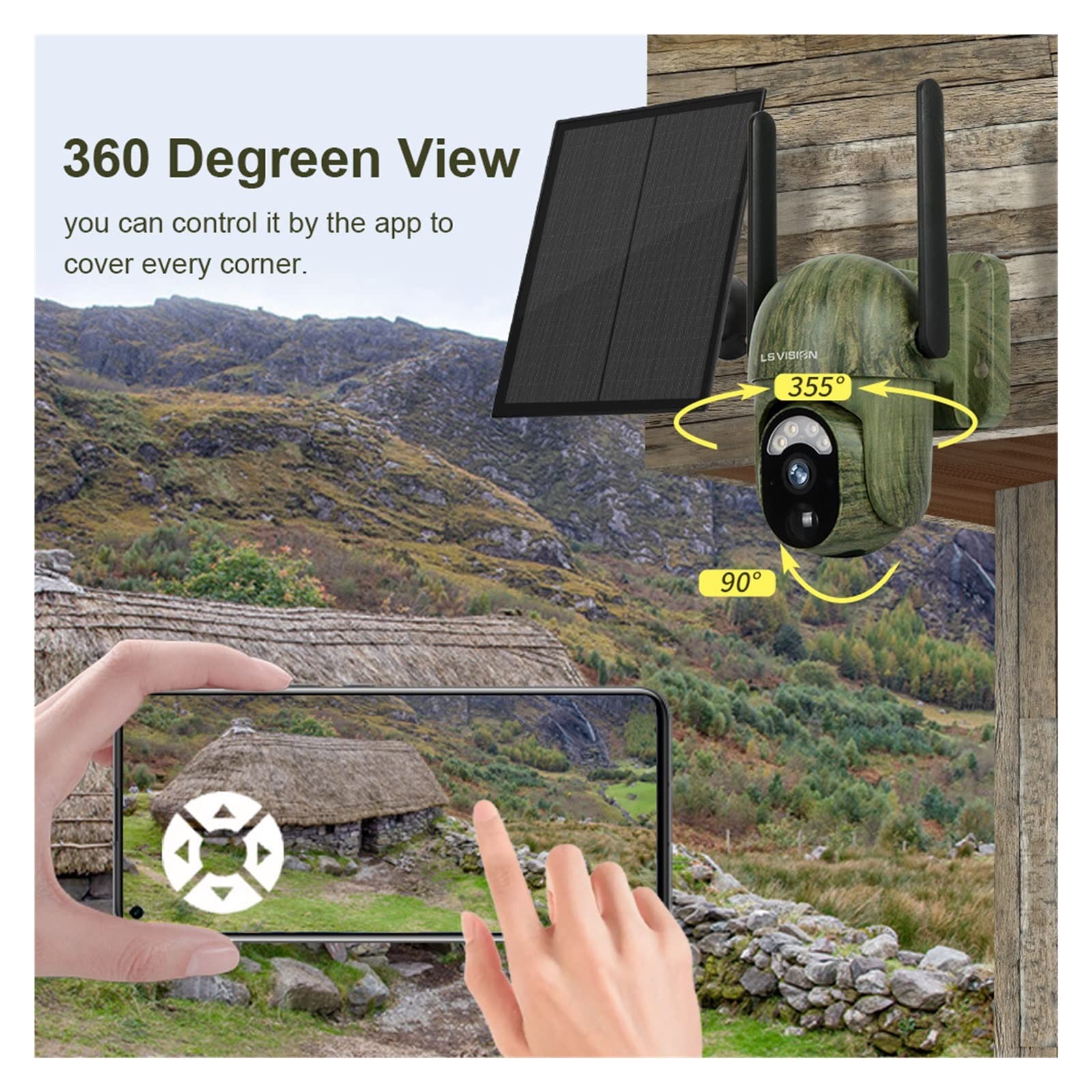 4G Solar Security Camera Outdoor 2K 4MP - Wireless WiFi Solar Powered Camera with Human/Animal Detection, IP66 Waterproof, 128GB Storage - Ideal for Home Security, Farm Monitoring & Remote Property Surveillance