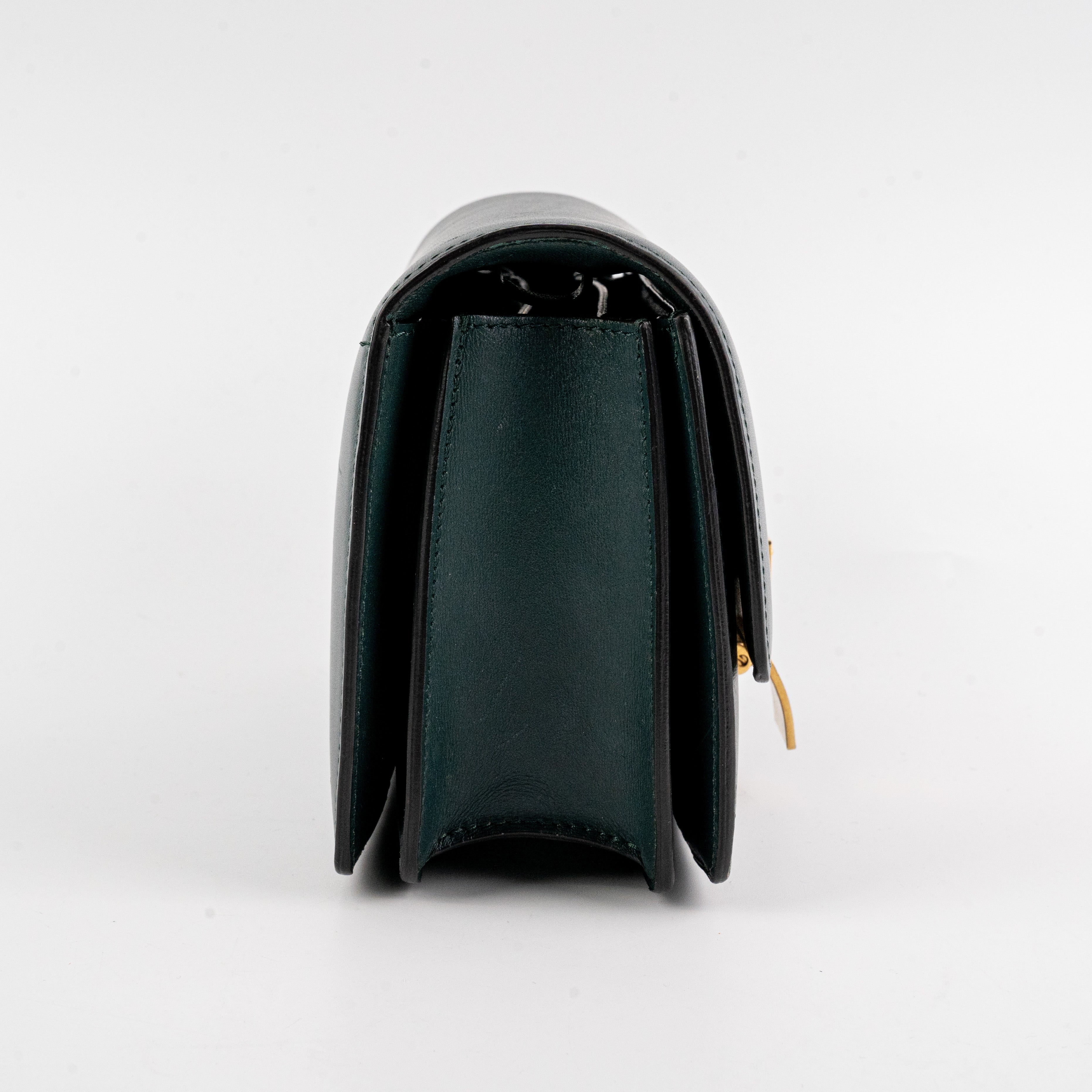 Celine Teen Box Bag in Dark Green - Luxury Leather Crossbody Purse for Women, Perfect for Work, Travel & Evening Out