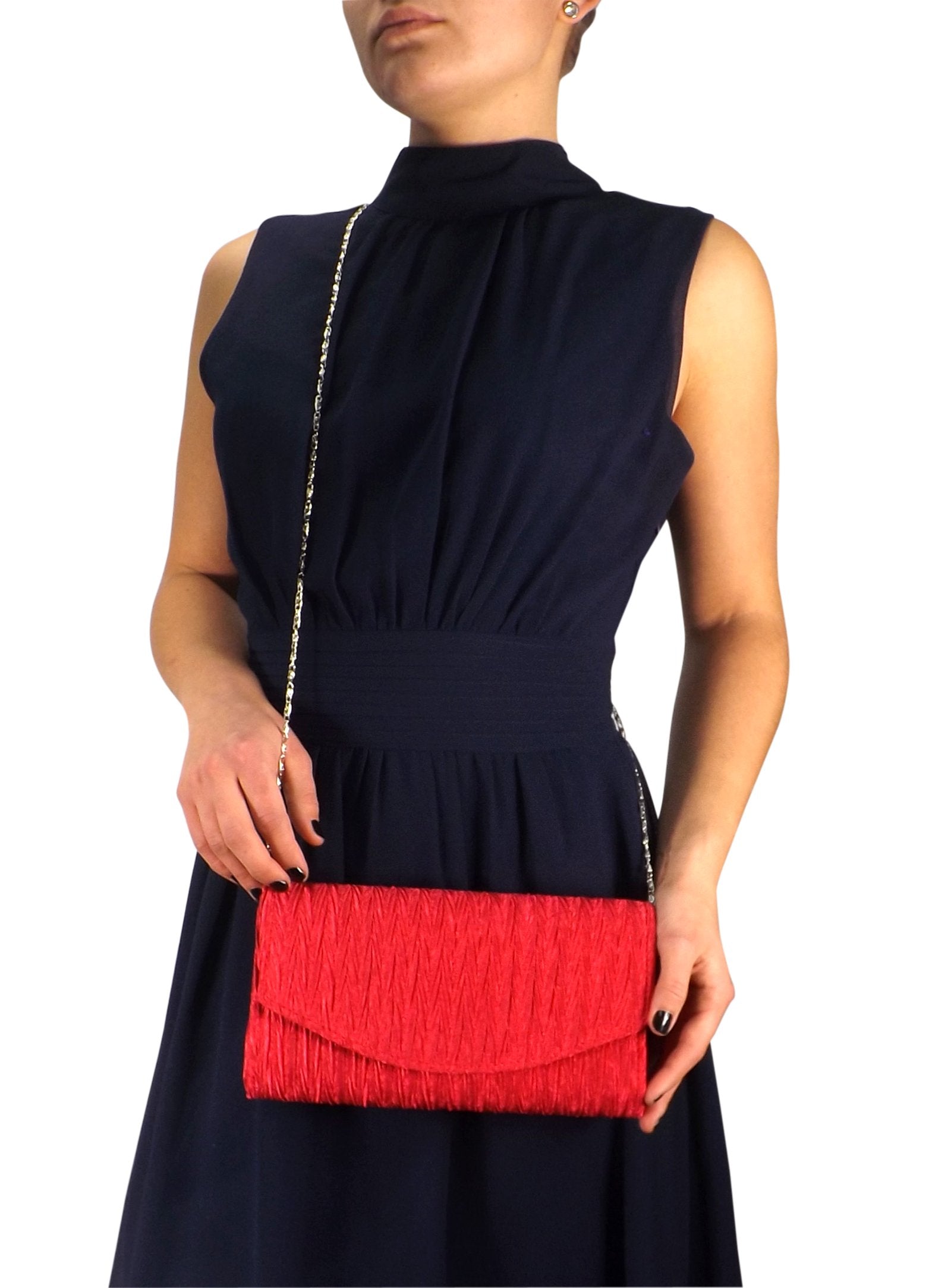 Vintage Satin Pleated Handbag Clutch for Women - Elegant Evening Bag for Parties, Weddings & Special Occasions