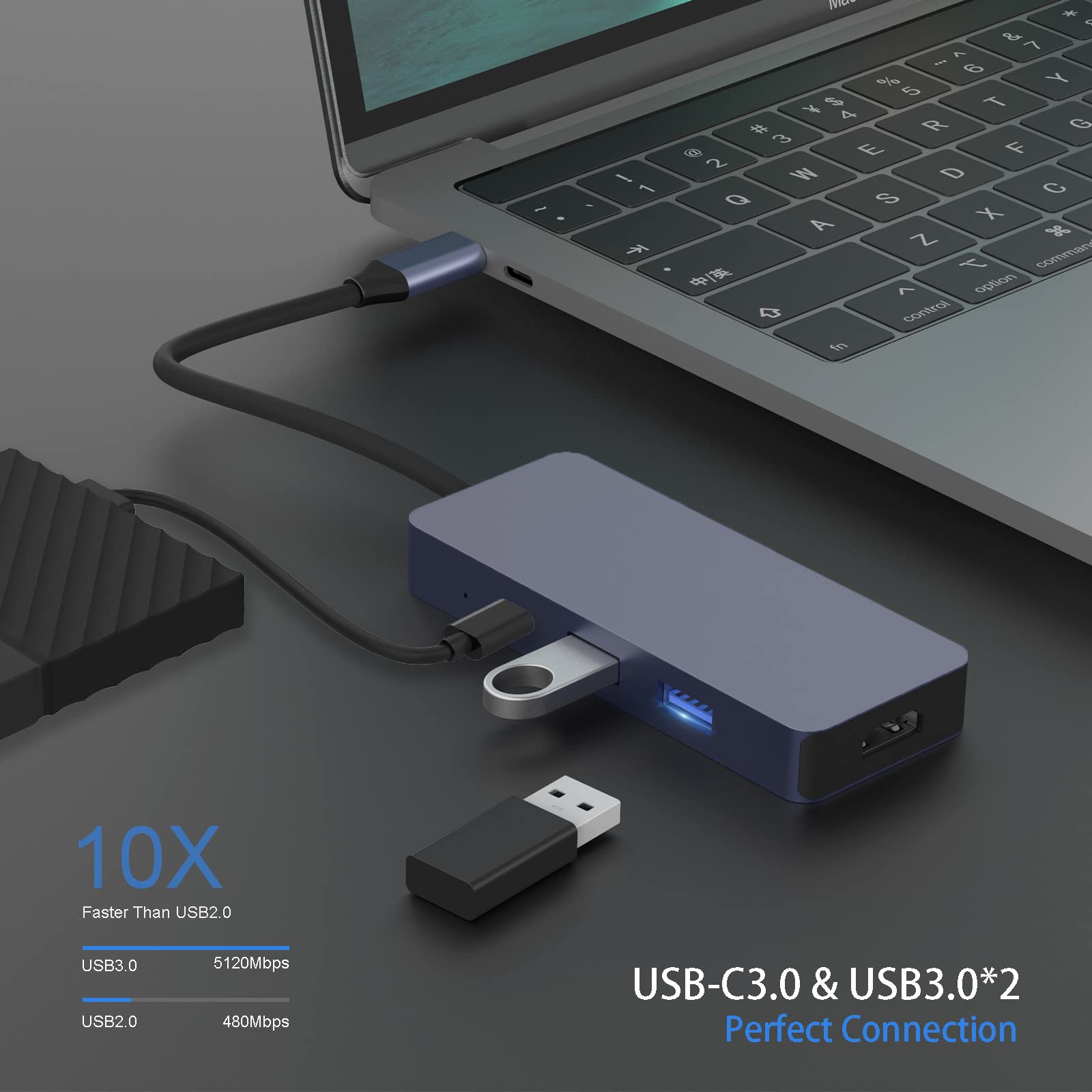 7-in-1 USB C Hub with 4K HDMI, 2 USB 3.0 Ports, USB C 3.0, SD/TF Card Reader & 100W PD - Multi-Port USB C Adapter Dongle for MacBook Pro/Air, Windows Laptops - Perfect for Home Office, Travel & Video Conferencing