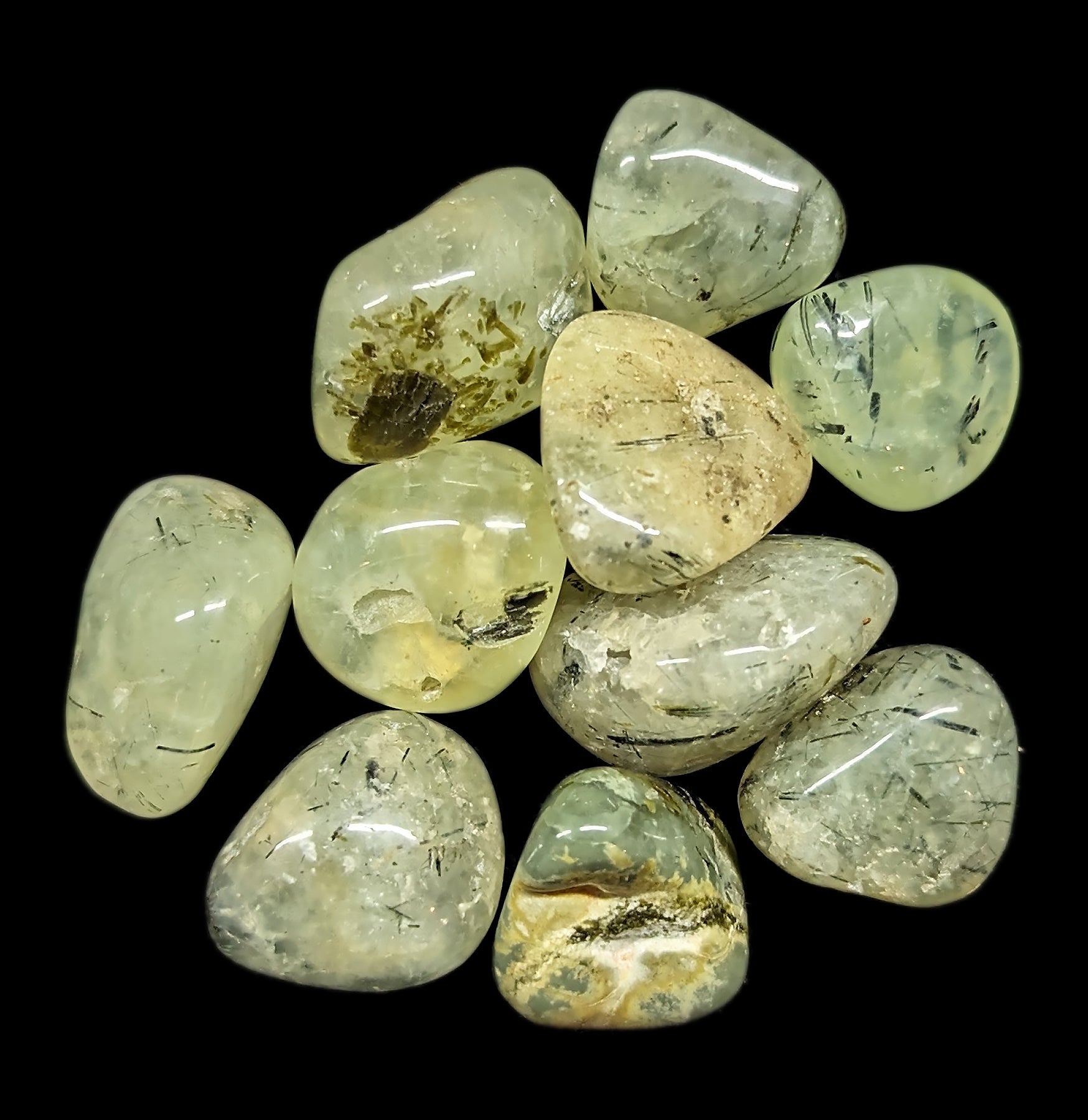 Natural Tumbled Prehnite & Epidote Healing Stones - Polished Gemstones for Crystal Healing, Meditation & Jewelry Making - Perfect for Reiki, Chakra Balancing & Spiritual Gifts