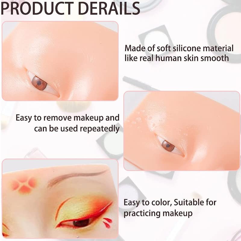 FAMEZA 1Pc Silicone Makeup Practice Face Board - Realistic Skin Face & Eye Makeup Training Mask for Beginners | Perfect Makeup Artist Practice Aid for Home, Salon & Professional Training