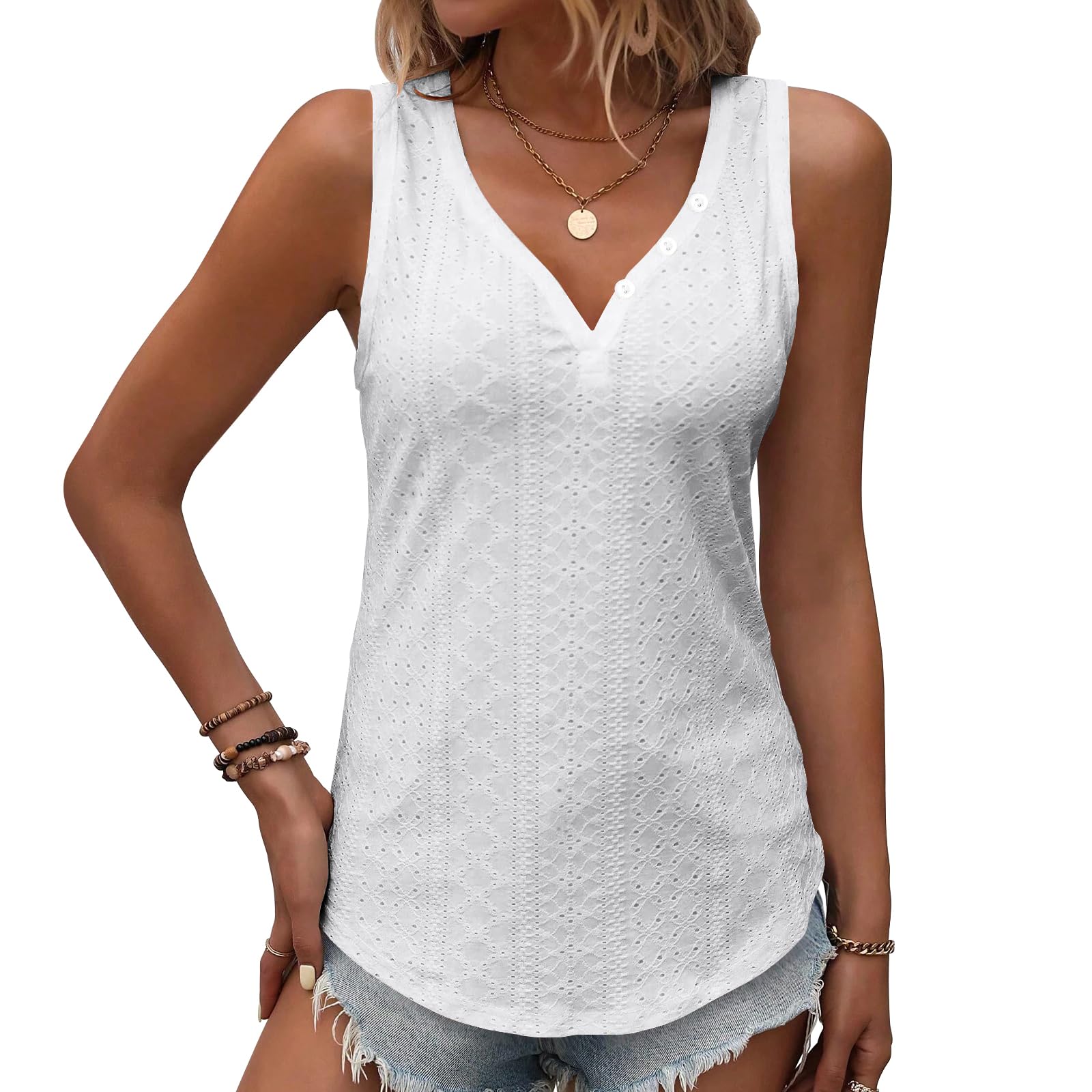 Women's V-Neck Short Sleeve Embroidered Blouse - Casual Loose Fit Tops for Summer, Work & Date Night | Breathable Comfort for Office, Outings & Special Occasions