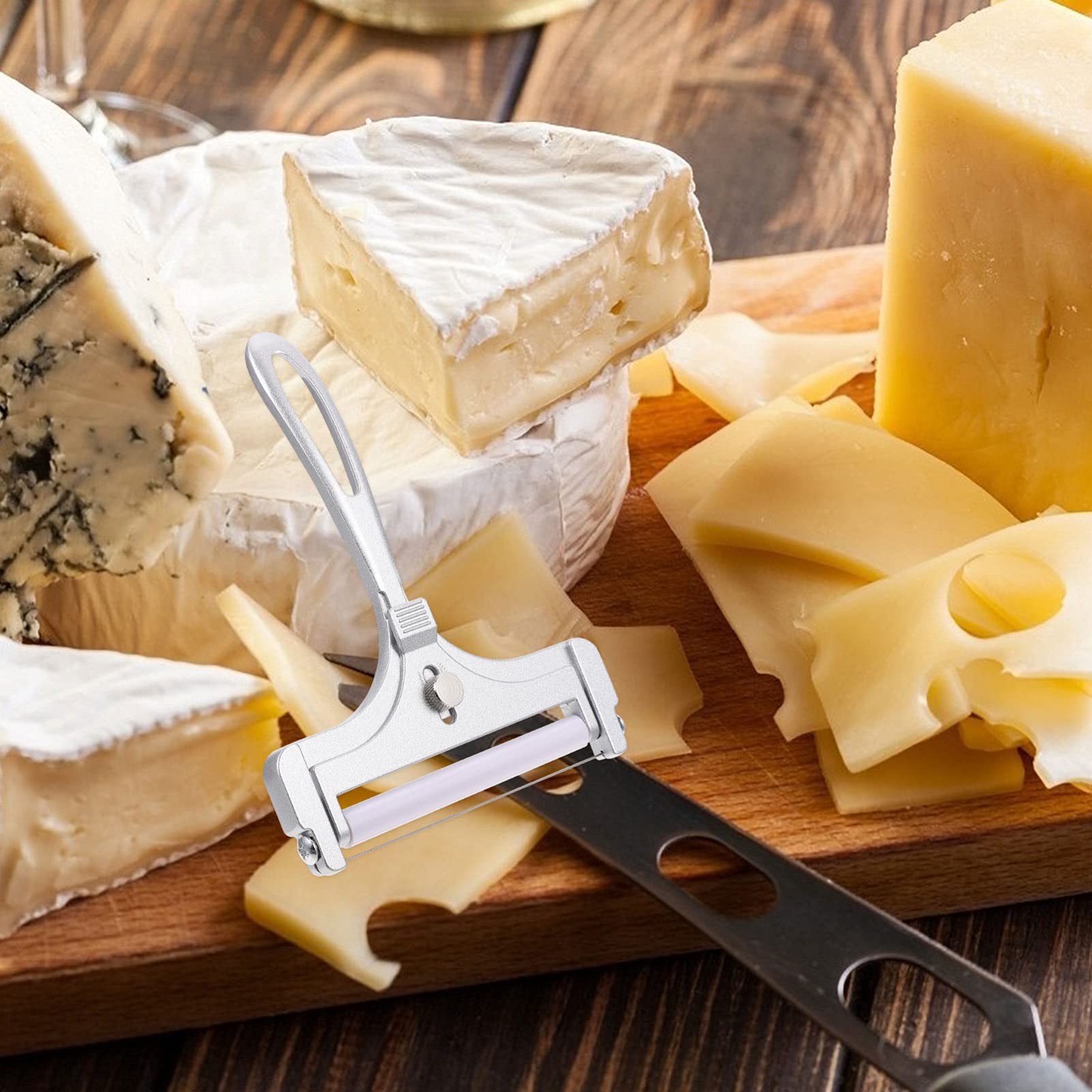 Stainless Steel Cheese Slicer & Bread Scraper - Wire Cutter for Cheese, Butter, Chocolate & Nutmeg - Perfect for Kitchen, Baking & Charcuterie Boards