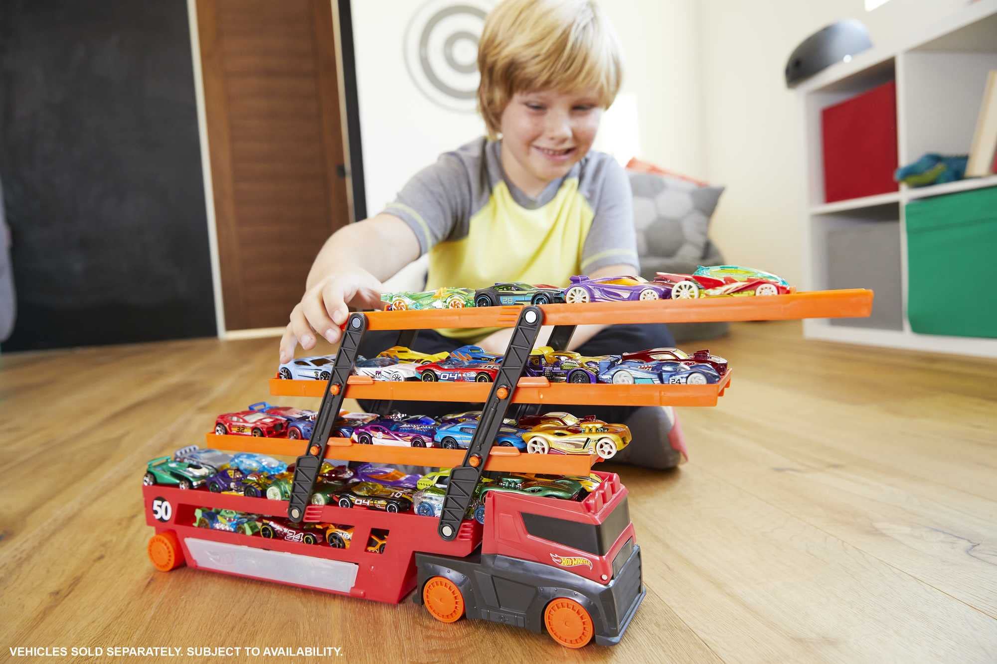 Hot Wheels Mega Hauler Toy Car Track Set - 6 Expandable Levels with Storage for 50+ 1:64 Scale Vehicles | Connects to Other Hot Wheels Sets | Perfect for Kids' Racing Adventures & Collectible Display