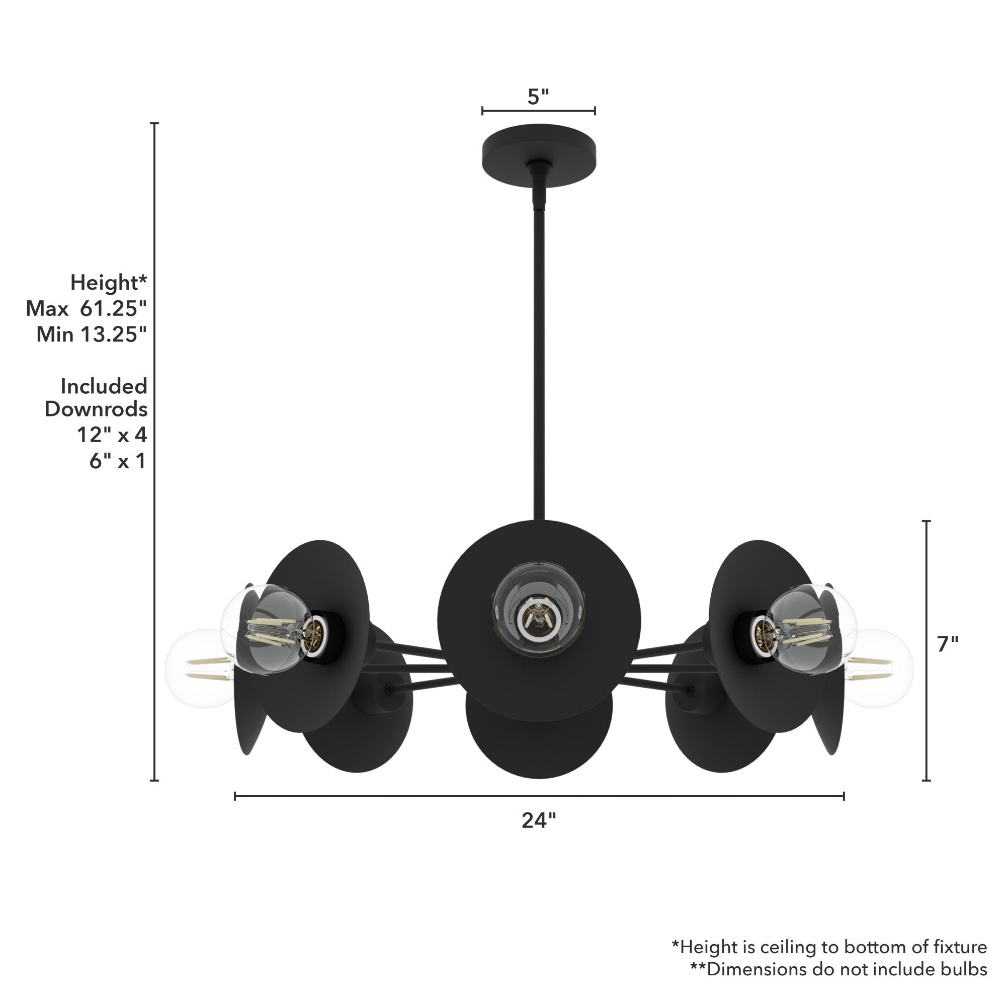 Hunter Fernando 8-Light Matte Black Chandelier Ceiling Fixture - Jasmine Roth Collection | Modern Farmhouse Lighting for Dining Room, Living Room & Bedroom