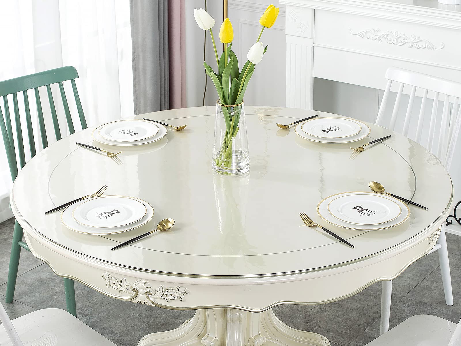 1.5mm Thick 42-Inch Clear Round Table Protector - Heavy Duty PVC Table Cover for Dining Room & Office - Scratch Resistant, Waterproof Tablecloth Protector for Daily Use & Special Occasions