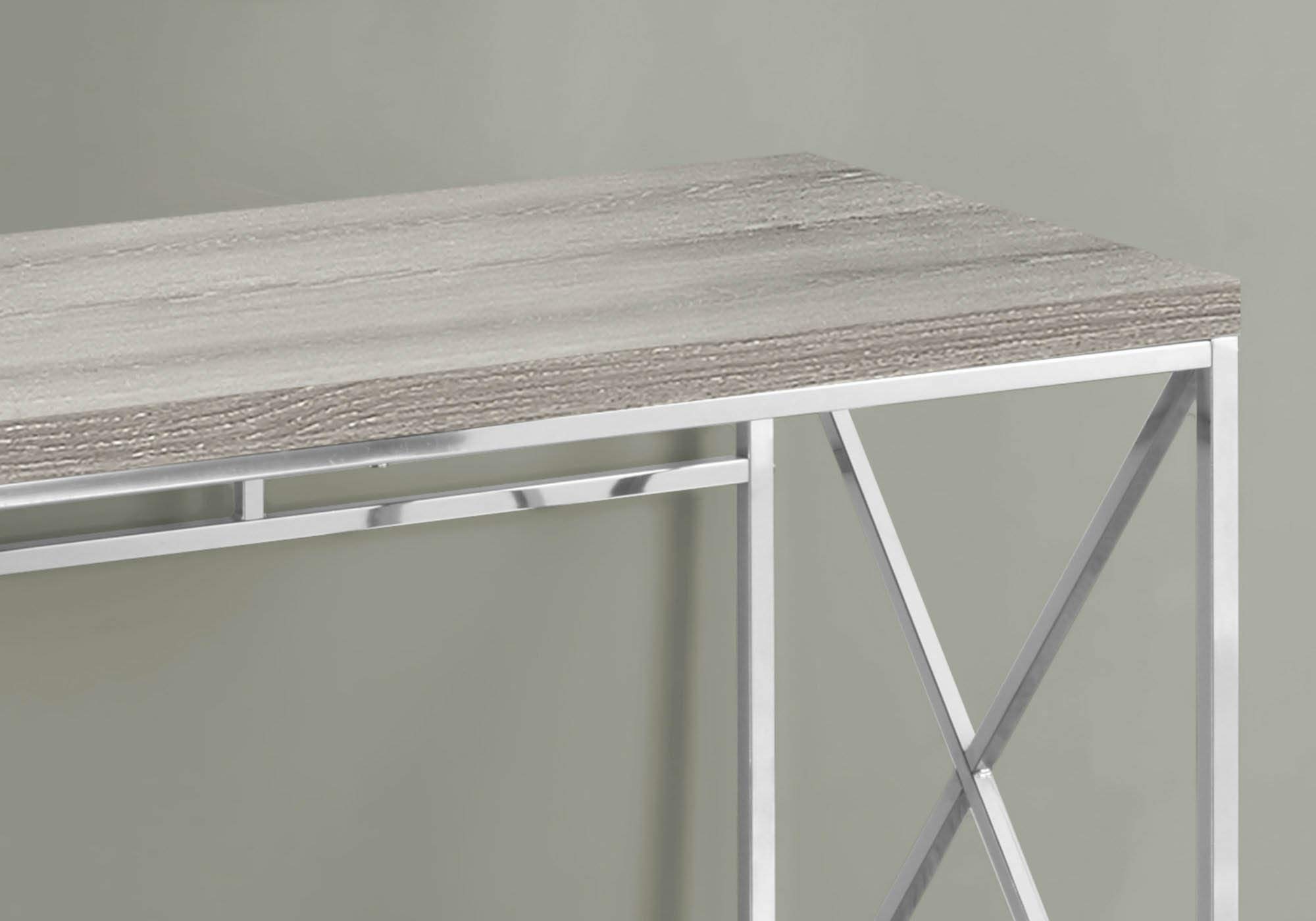 Monarch Specialties I 7204 Modern Brown & Chrome Computer Desk - Home Office Laptop Workstation with Metal Frame & Laminate Surface | Perfect for Small Spaces, Remote Work & Study