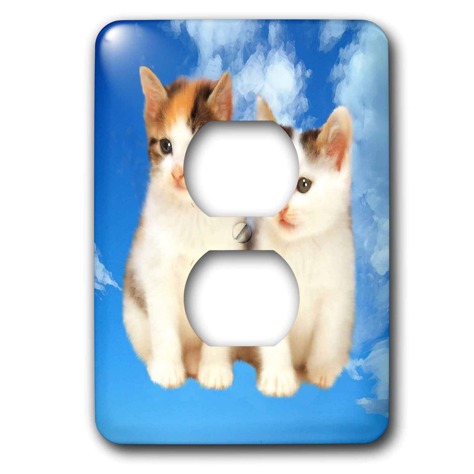 Two Kittens 2 Plug Outlet Cover - Cute Cat Decor for Home & Nursery - 3D Printed Safety Cover for Electrical Outlets - Perfect for Baby Proofing and Pet Safety