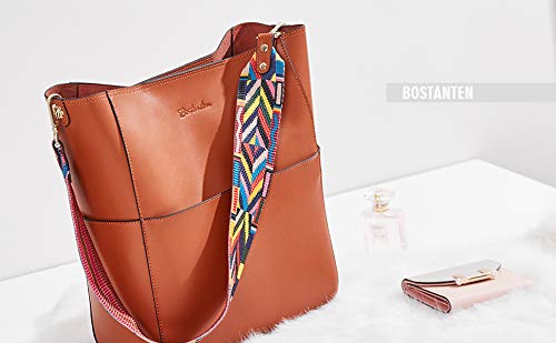 BOSTANTEN Women's Leather Designer Handbag - Stylish Tote Purse & Shoulder Bucket Bag for Work, Travel & Everyday Use