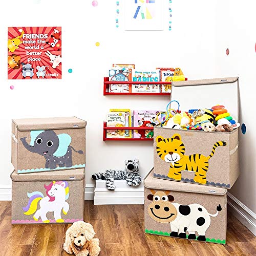 Hurricane Tots Large Toy Storage Bin - Collapsible Canvas Fabric Toy Chest with Flip-Top Lid for Kids, Boys & Girls - Gray Nursery Organizer for Baby & Toddler Toys - Perfect for Playroom, Bedroom & Daycare Organization