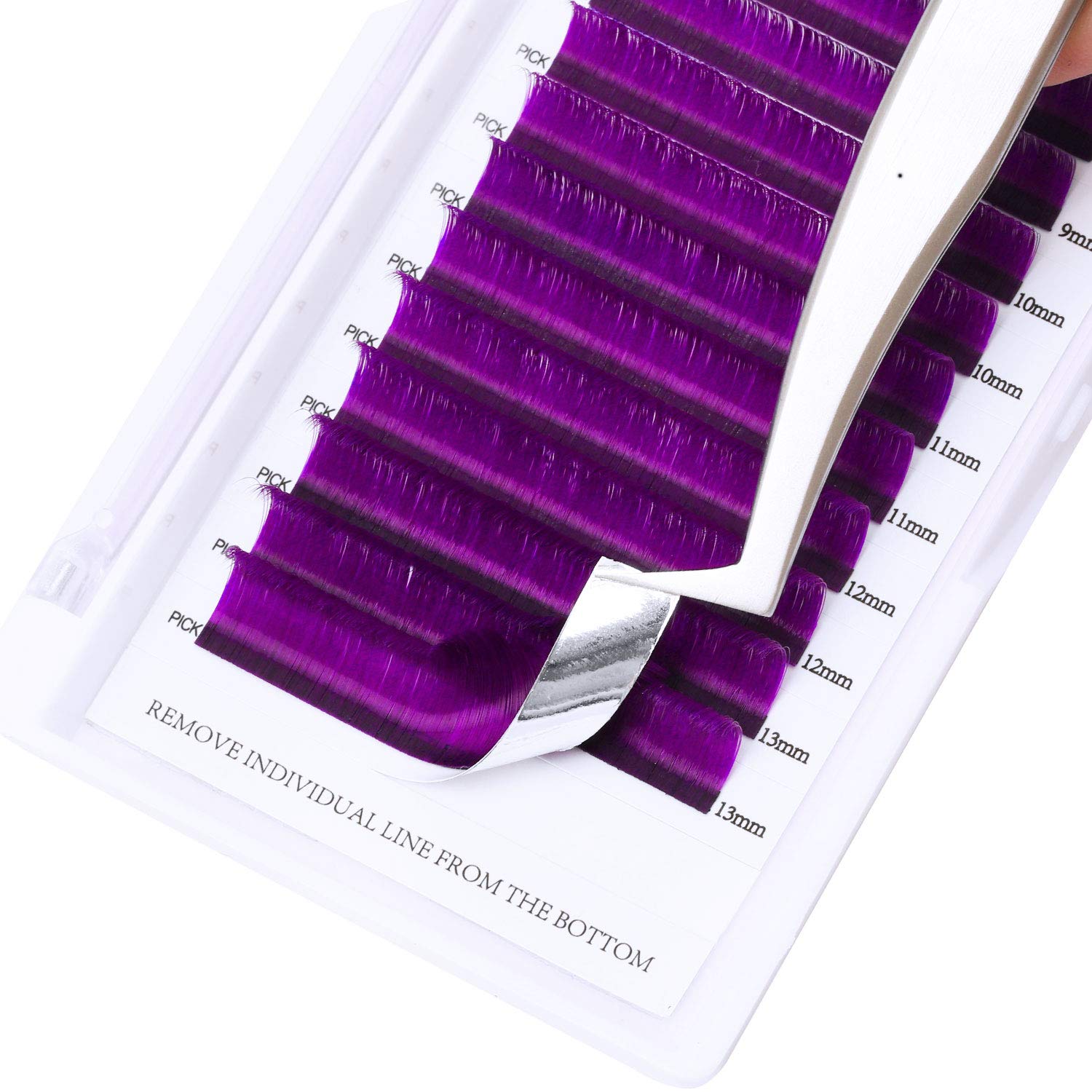 Purple Volume Lash Extensions 8-14mm D Curl - 0.07mm Self-Fanning Cluster Lashes for 4D-10D Fluffy Look | Easy Fan & Automatic Blooming | Perfect for Bridal, Party & Special Occasion Makeup