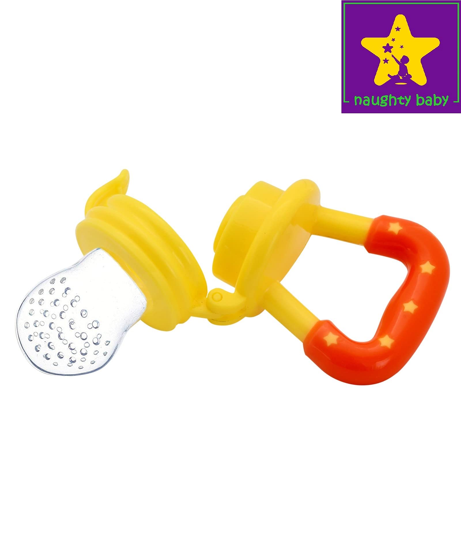BPA Free Silicone Baby Food & Fruit Feeder Nibbler - Safe Teething Pacifier for Infants & Toddlers (Pink & Yellow Combo Pack) - Perfect for Purees, Fresh Fruits & Soothing Gums at Home or On-the-Go