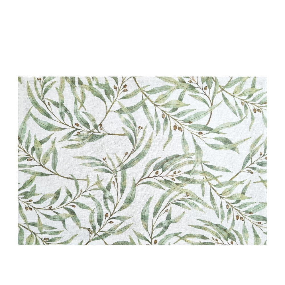 Premium Eucalyptus Placemat Set of 4 - 33x48cm Natural Ivory & Forest Green - Eco-Friendly Table Mats for Dining, Kitchen, and Home Decor