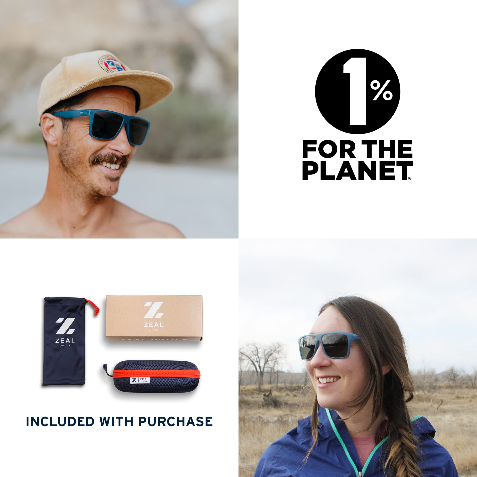 Zeal Optics Cam Men's Ultralight Plant-Based Polarized Sunglasses for Outdoor Sports & Driving - Eco-Friendly UV Protection Shades for Hiking, Cycling, Beach & Daily Wear