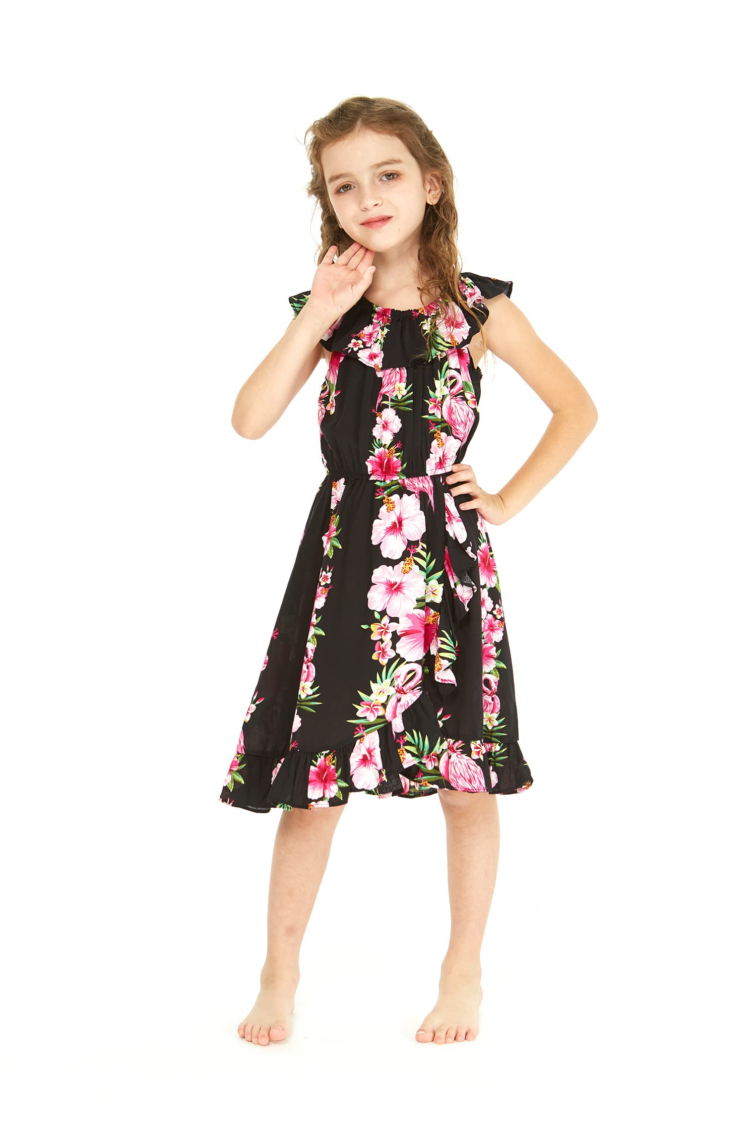 Girl's Ruffle Wrap Hawaiian Luau Dress - Beach Party & Summer Outfit
