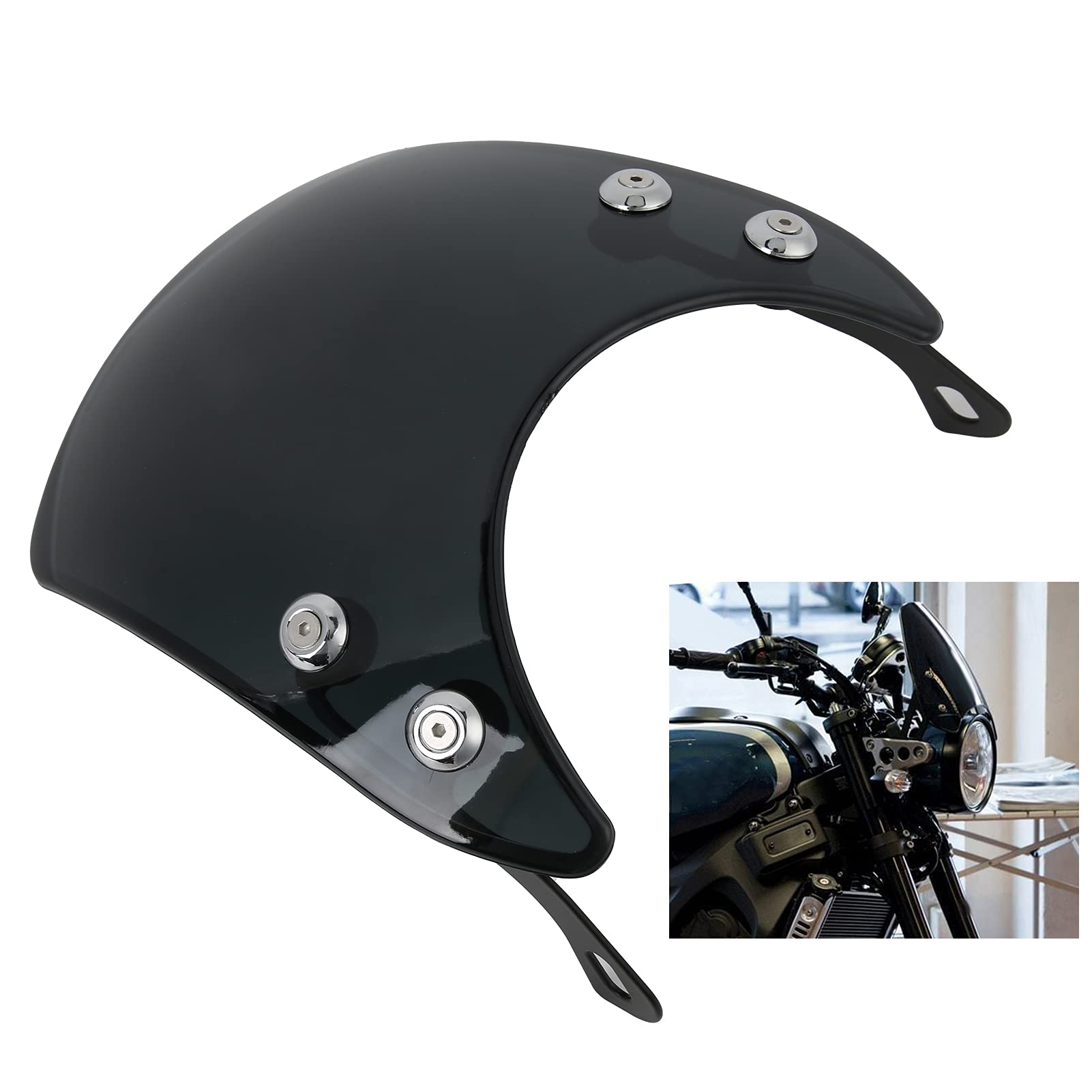 Universal Motorcycle Windshield for 5-7in Headlight - Wind Deflector for Cruiser & Retro Bikes
