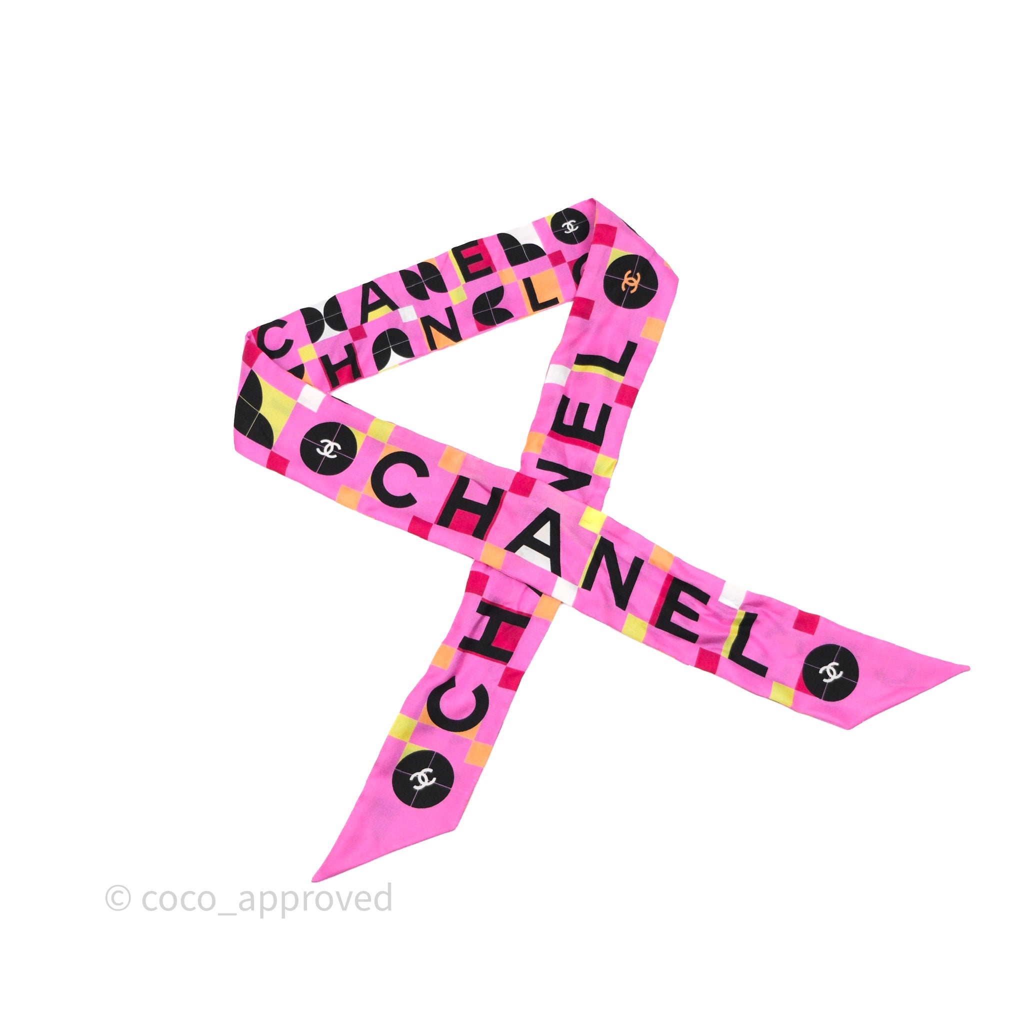 Chanel CC Silk Twilly Scarf in Pink - Luxury Fashion Accessory for Women, Perfect for Handbags, Hats & Gift Giving