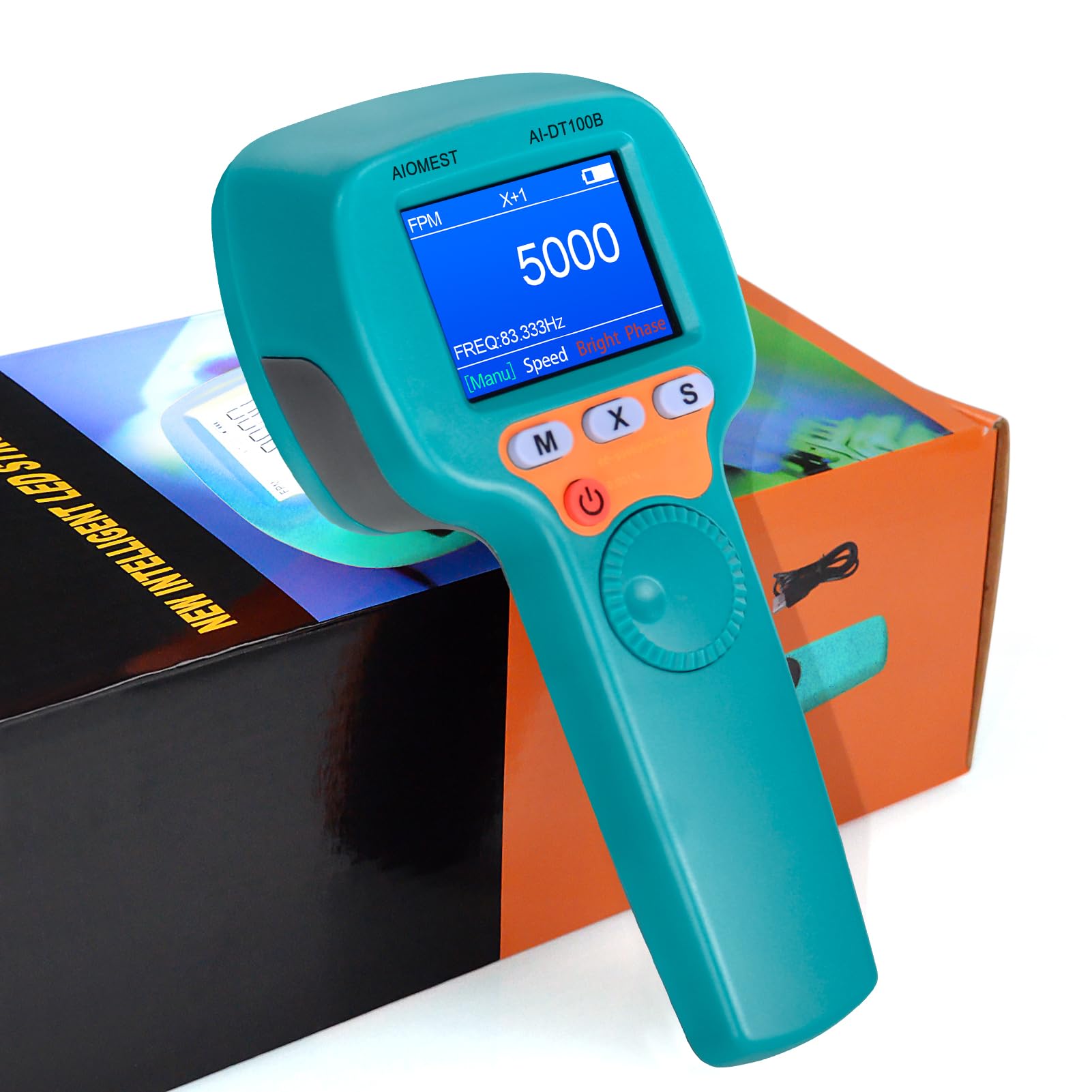 Digital LED Stroboscope - High Brightness 1500LUX, Non-Contact Tachometer for RPM/Hz Measurement (60-999,999), Adjustable Strobe Light & Rechargeable Speed Tester | Perfect for HVAC Systems, Motor Engines, Industrial Equipment & Automotive Diagnostics