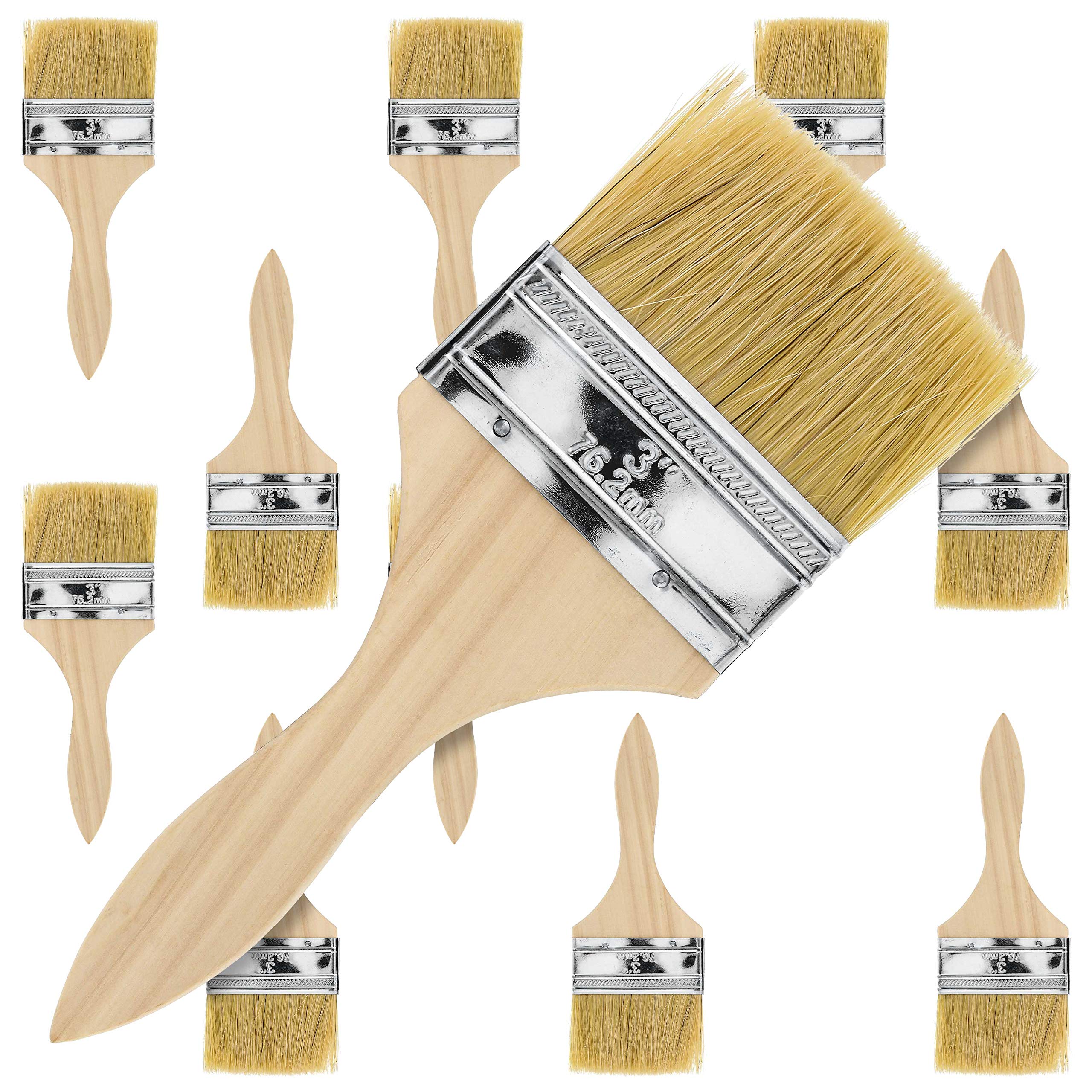 U.S. Art Supply 12-Pack 3 Inch Paint & Chip Brushes – Ideal for Acrylic, Oil, Watercolor, Stains, Varnishes, Glues & Gesso – Perfect for Artists, DIY Crafts & Home Decor Projects