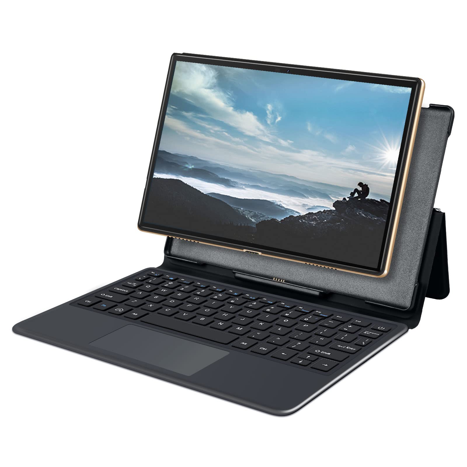 YESTEL 10.1 Inch Android 10.0 Tablet with Keyboard - 5G WiFi Tablet, 3GB RAM 64GB ROM, 6000mAh Battery, Dual Camera (5MP+8MP), FHD 1280x800 Display, Bluetooth, GPS - Gold | Perfect for Work, Study & Entertainment