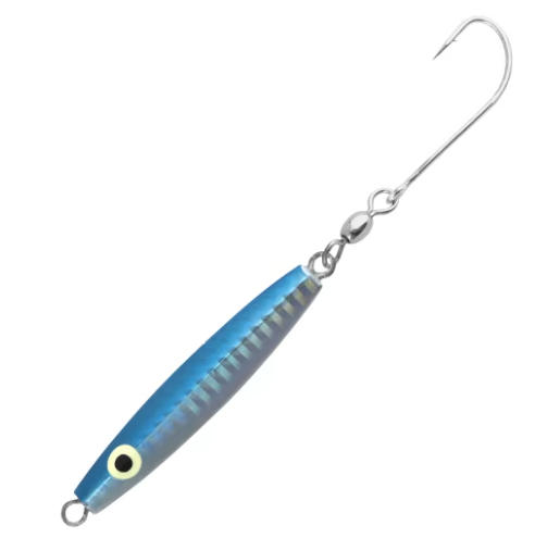 1oz Diamond Jig Holographic Blue Fishing Lure - Saltwater & Freshwater Bass, Trout, Walleye Fishing Bait for Casting & Trolling