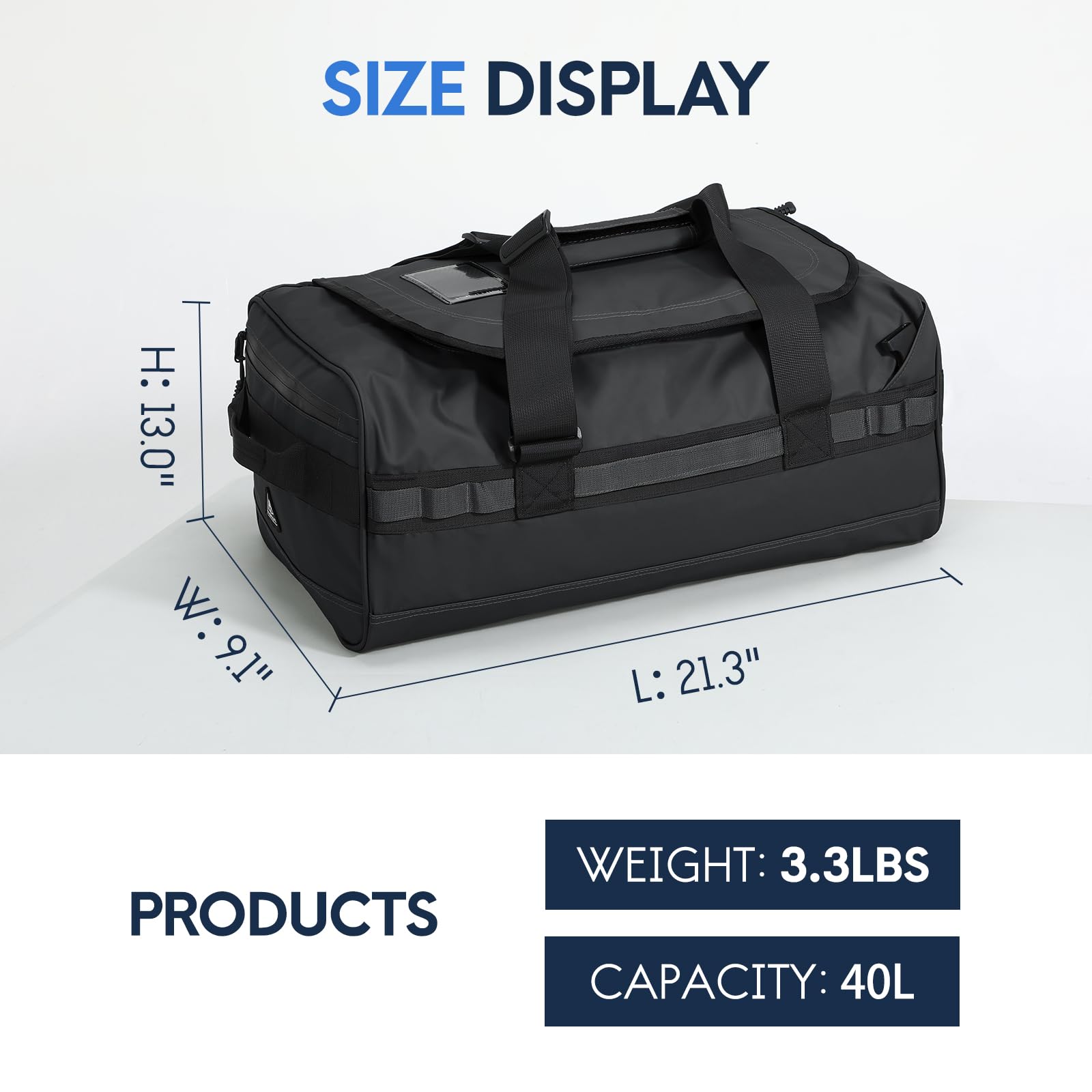 Haimont 40L Large Gym Duffel Backpack for Men - Sports Duffle Bag with Backpack Straps for Workout, Hiking, Travel & Weekender - Water-Resistant Black Athletic Bag (Perfect for Gym, Sports, Camping & Business Trips)