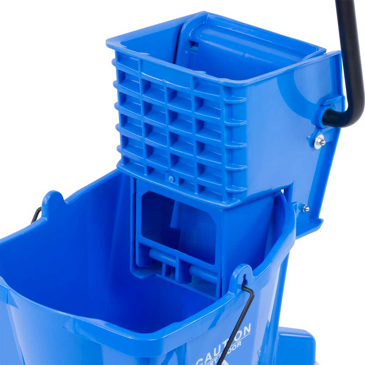 Carlisle 3690814 Flo Pac Mop Bucket with Side Press Wringer - 26 Quart Blue Commercial Cleaning Bucket for Floor Mopping in Schools, Hospitals, and Offices