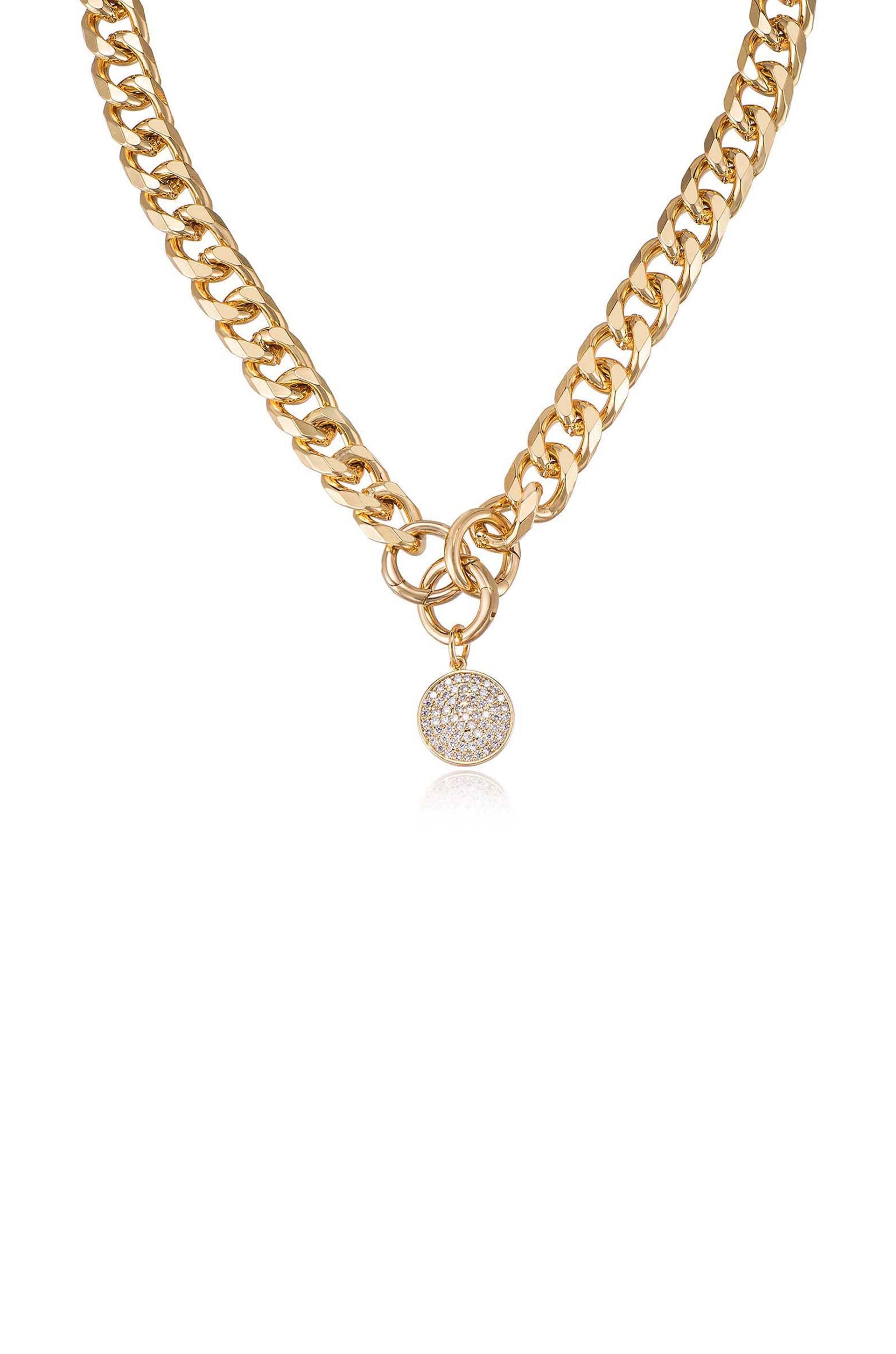 Crystal Disc Charm and Chain Necklace - Elegant Dainty Jewelry for Women | Perfect for Everyday Wear, Date Nights & Special Occasions