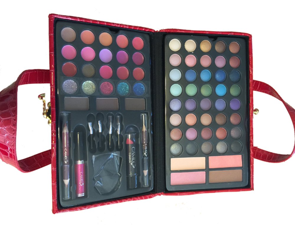**Cameo Cosmetics Pro Makeup Kit - 76 Piece Premium Set with Reusable Red Purse Case | Perfect for Travel, Bridal & Professional Makeup Artists**