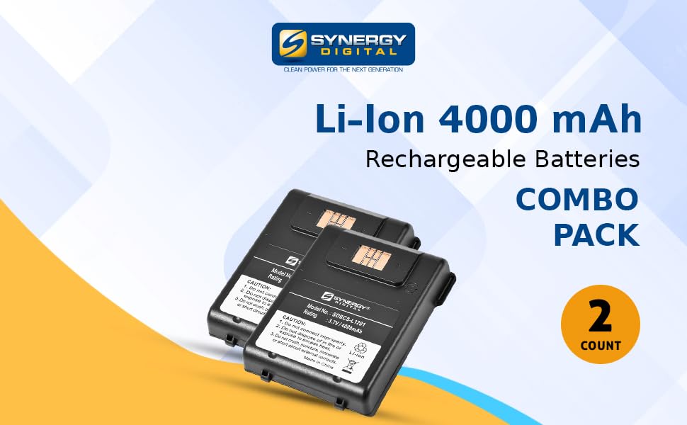 Synergy Digital Intermec 1000AB01 Replacement Battery Combo Pack - 2 x SDBCS-L1201 Batteries for Intermec CN3/CN3e/CN4 Handheld Computers - Perfect for Warehouse Scanning & Inventory Management