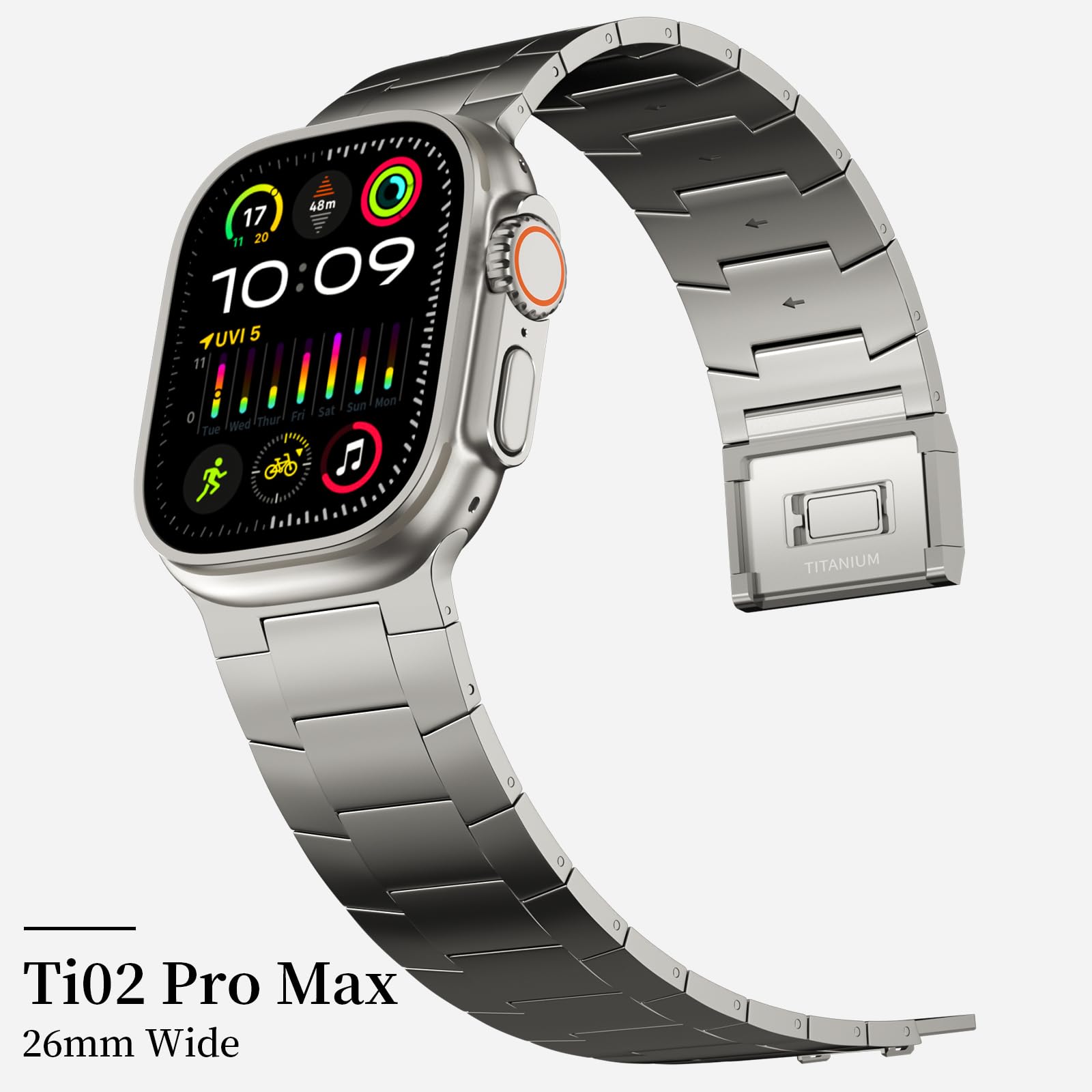 Premium ACESTAR Titanium Band for Apple Watch Ultra 49mm / Ultra 2 49mm / Series 10 46mm - 26mm Adjustable Titanium Link Bracelet with Magnetic Clasp & DLC Coating - Perfect for Workouts, Business Meetings & Outdoor Adventures