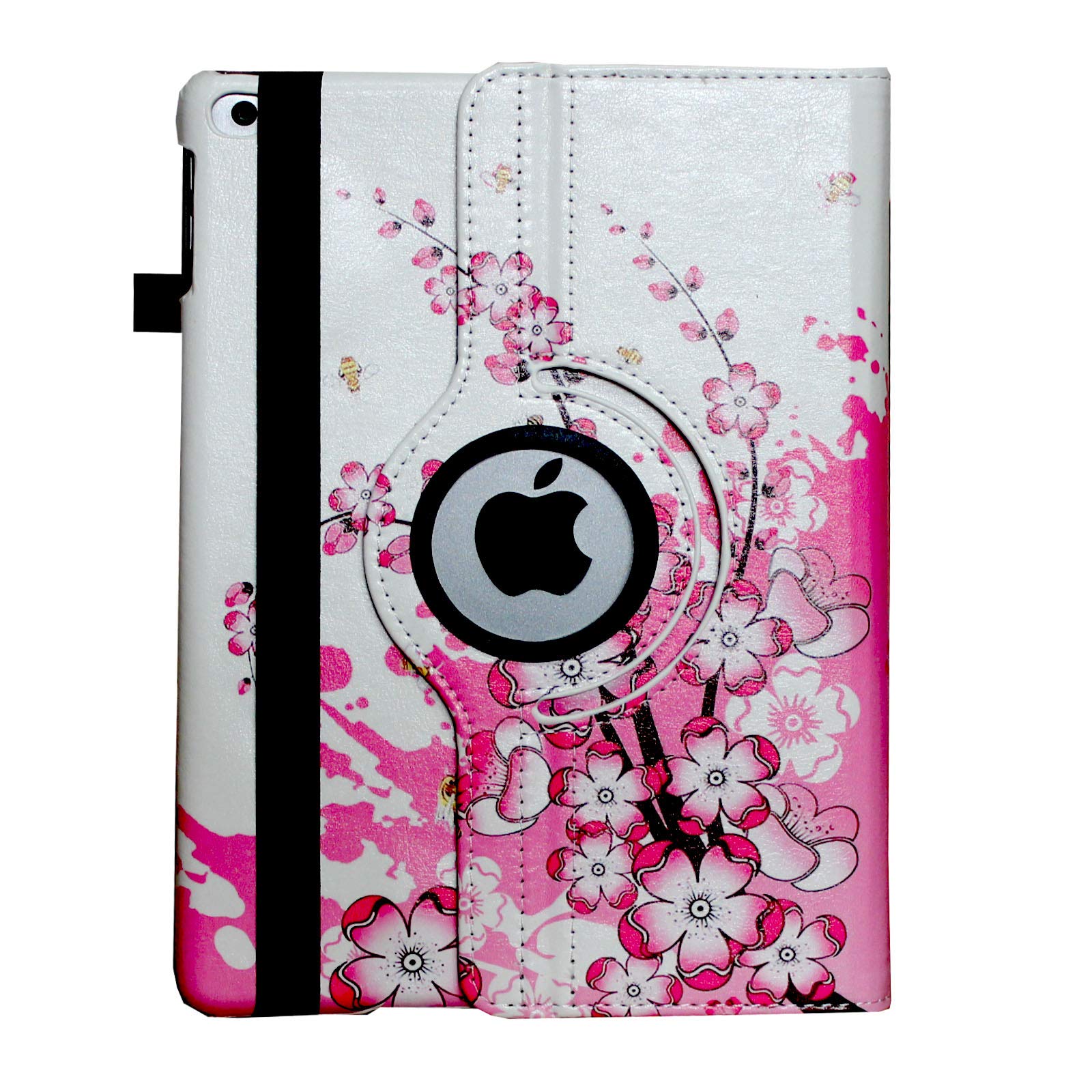 Premium Magnetic Smart Case for iPad Air 1st/2nd Gen (9.7 Inch) - Auto Wake/Sleep Cover with Rotating Stand & Apple Pencil Holder | Compatible with iPad Air A1474 A1475 A1476 A1566 A1567 | Pink White Floral Design | Perfect for Work, Study & Travel Protection