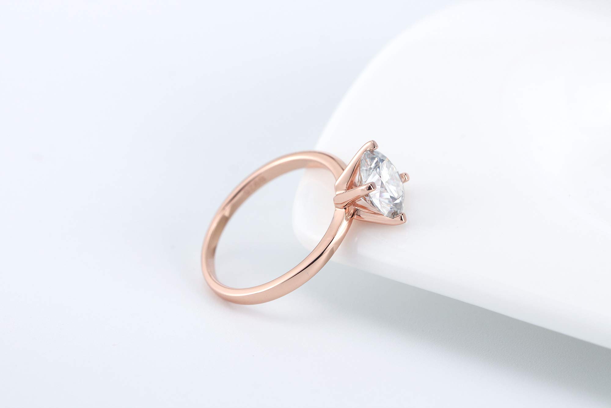 Ginger Lyne 3 Ct Moissanite Solitaire Engagement Ring for Women - White Gold over Sterling Silver, Diamond Alternative Wedding Band - Perfect for Bridal, Proposal, Anniversary & Special Occasion Gifts