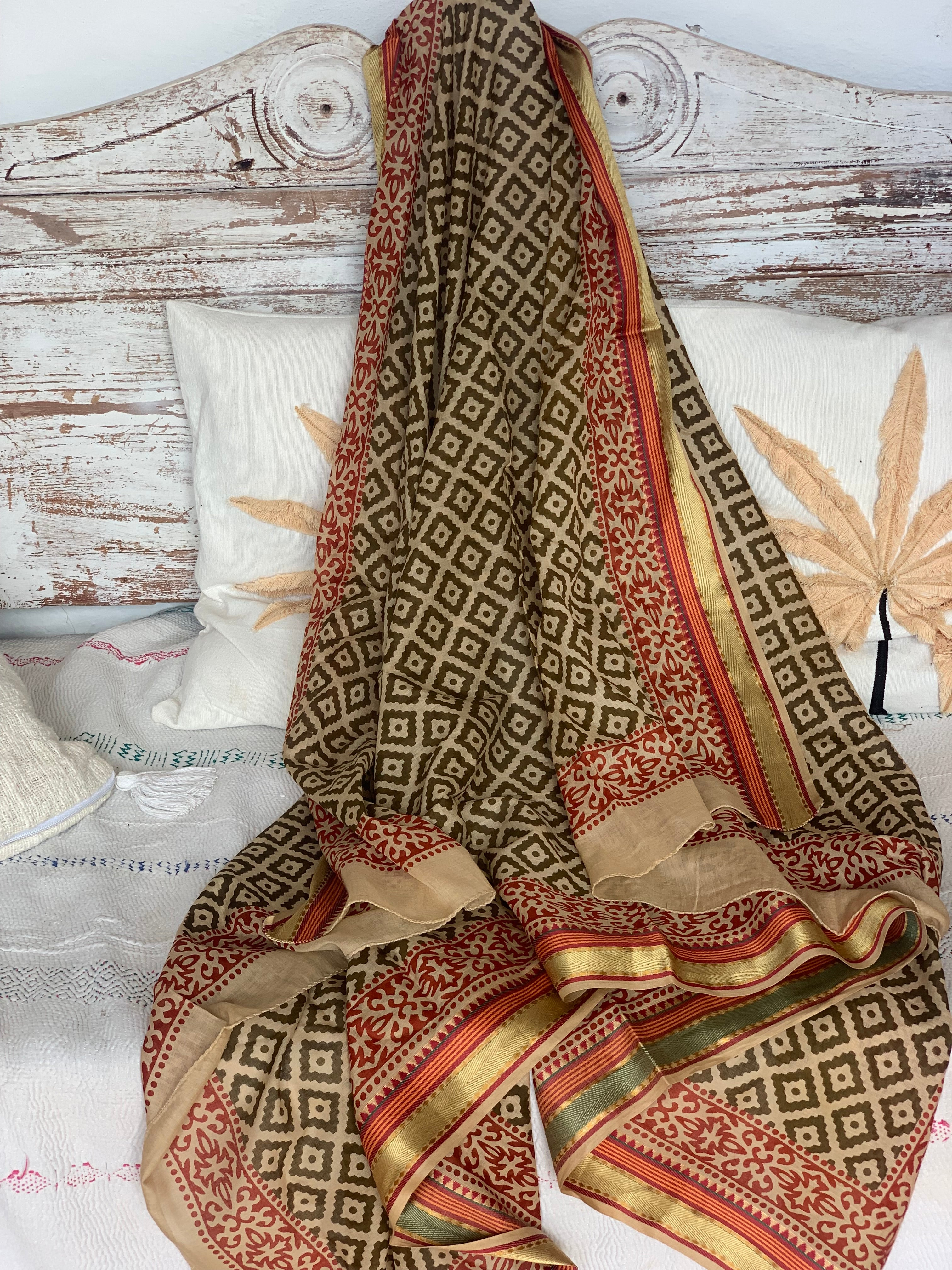 Large Sarong or Pareo - Block Print Design - New Collection - Perfect for Beach, Pool, and Summer Outfits