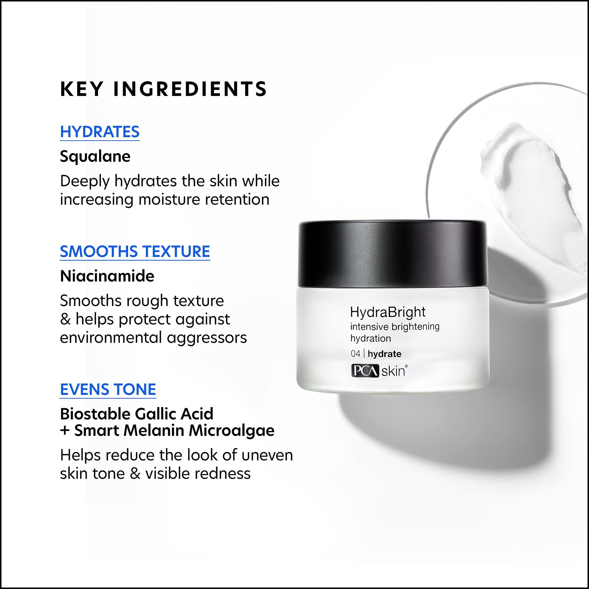 PCA SKIN HydraBright Moisturizer - Hydrating & Brightening Face Cream with Squalane & Niacinamide for Glowing Skin - 1.69 oz Jar - Perfect for Daily Skincare Routine & Nighttime Hydration